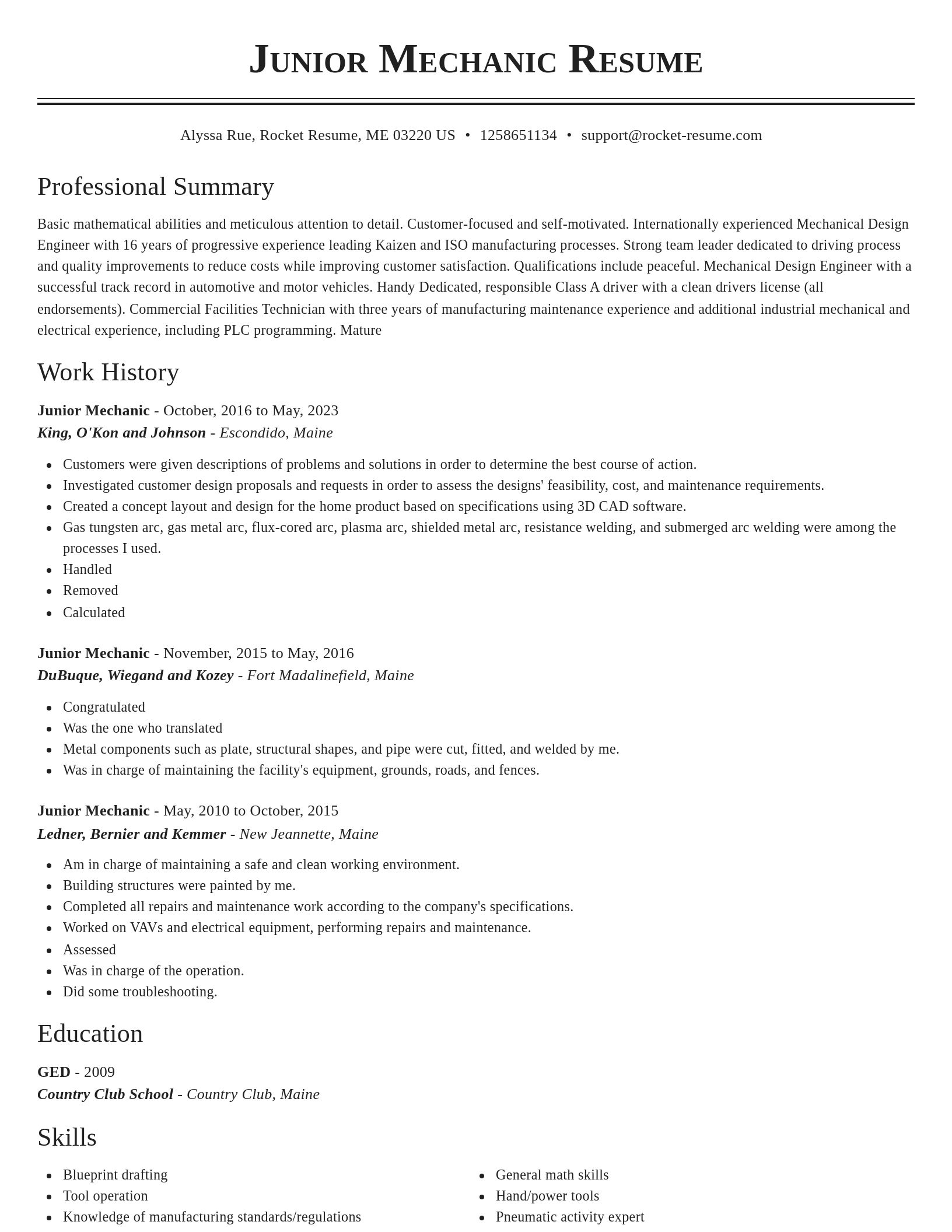 Classic resume template