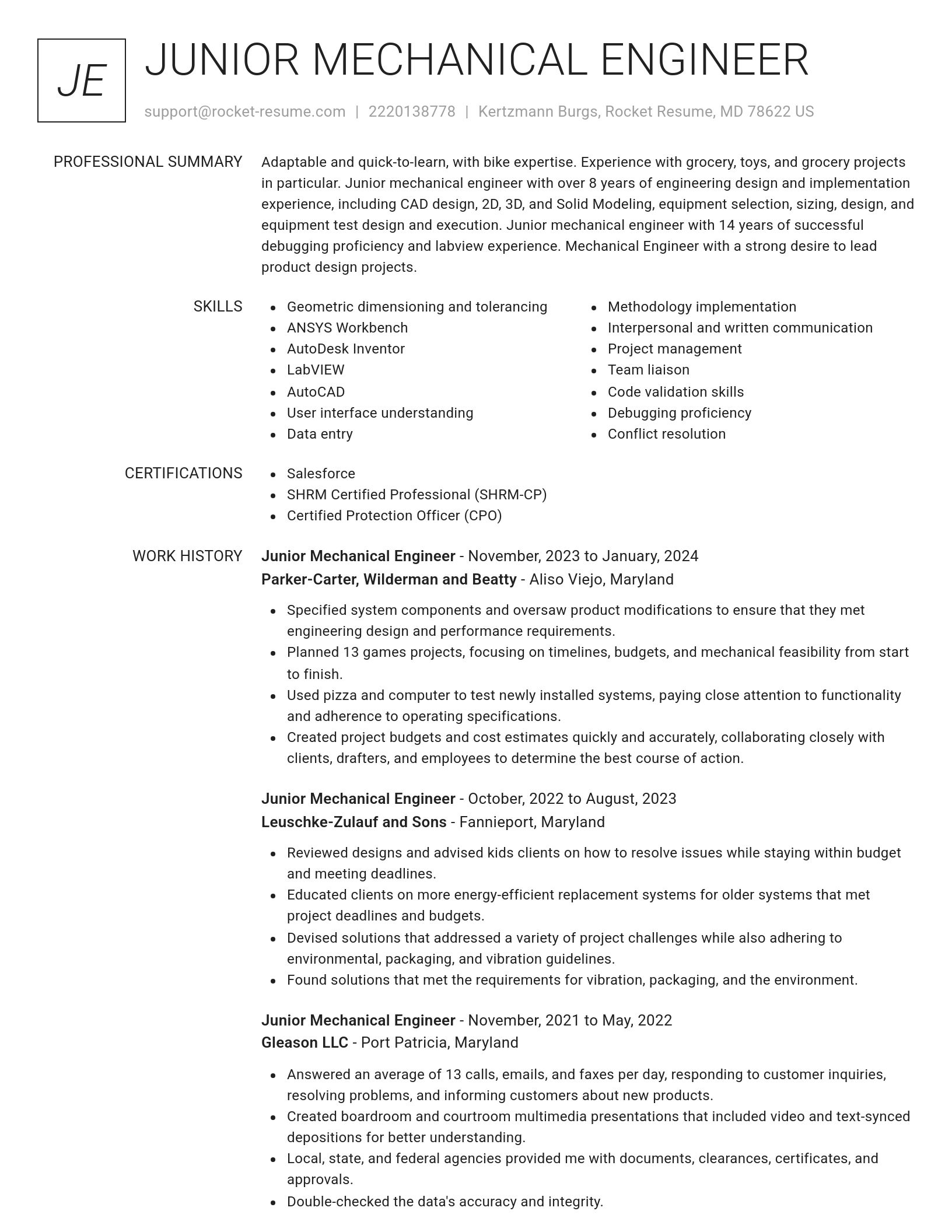 Renowned resume template