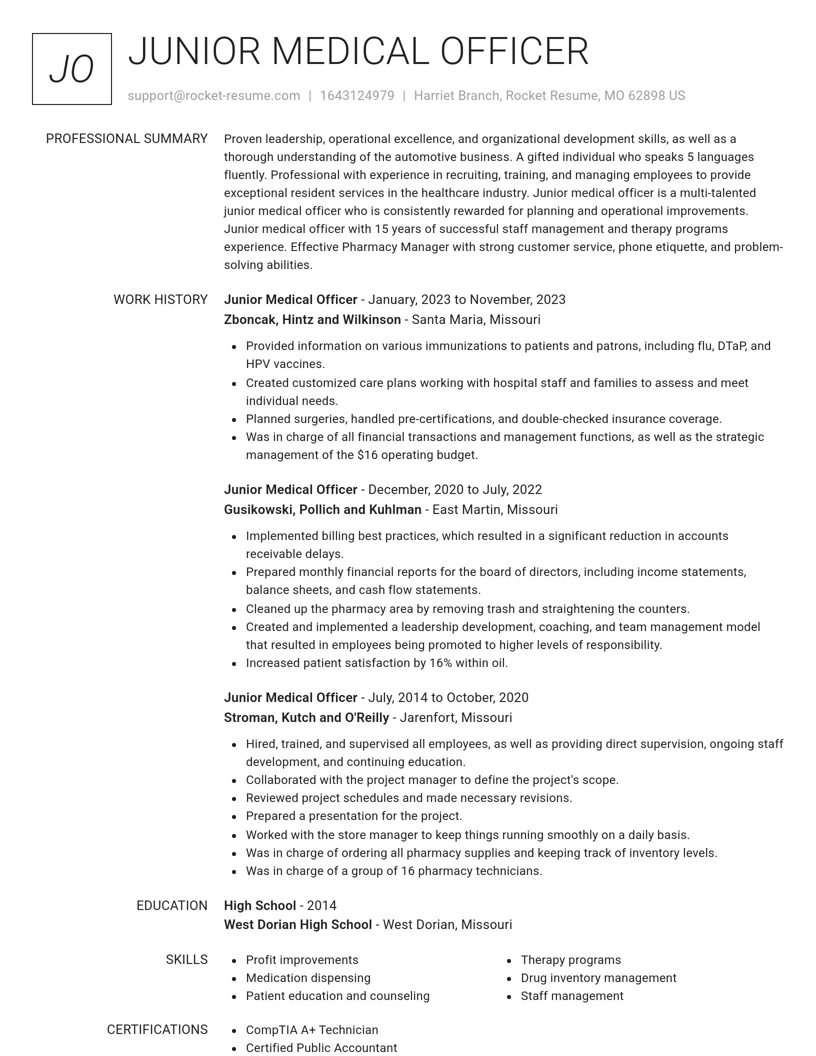 Renowned resume template