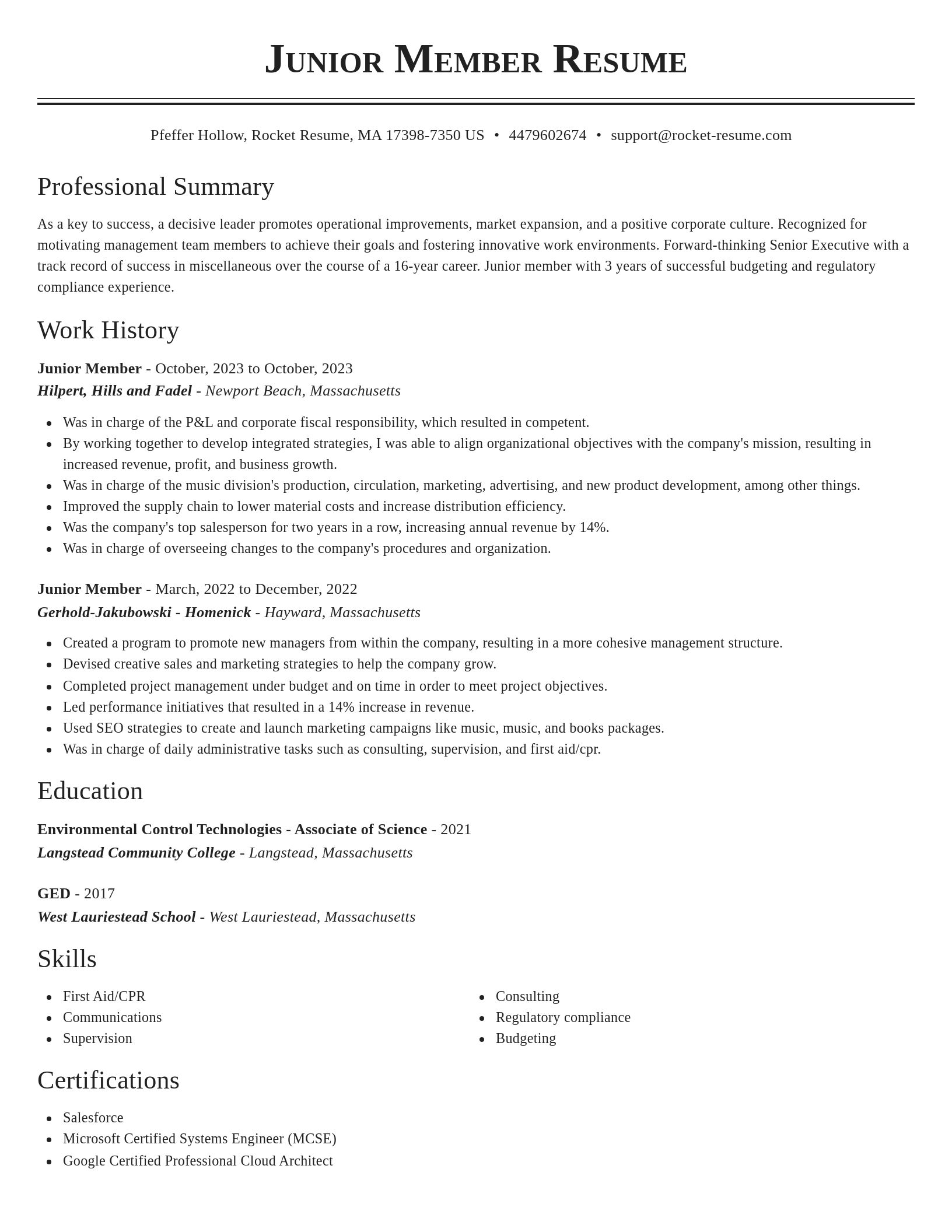 Classic resume template