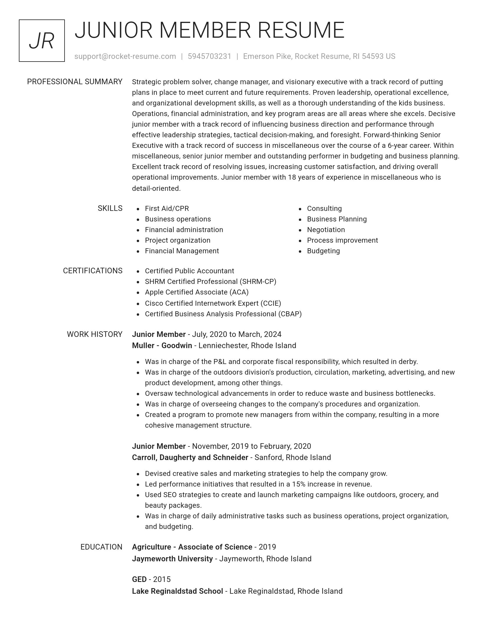 Renowned resume template