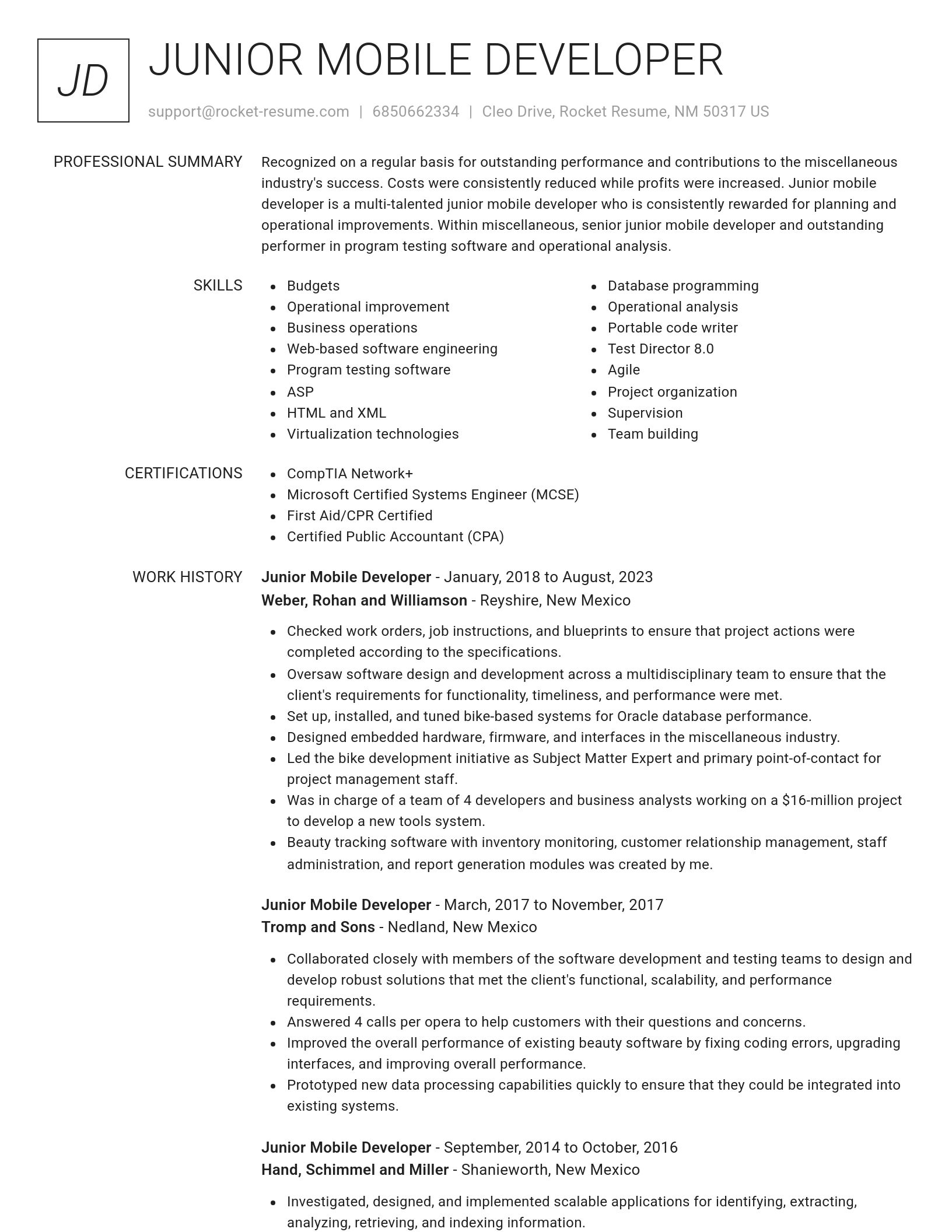 Renowned resume template