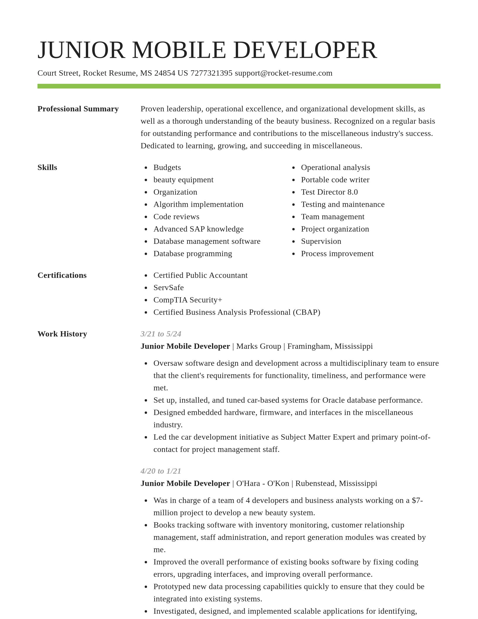 Smart resume template