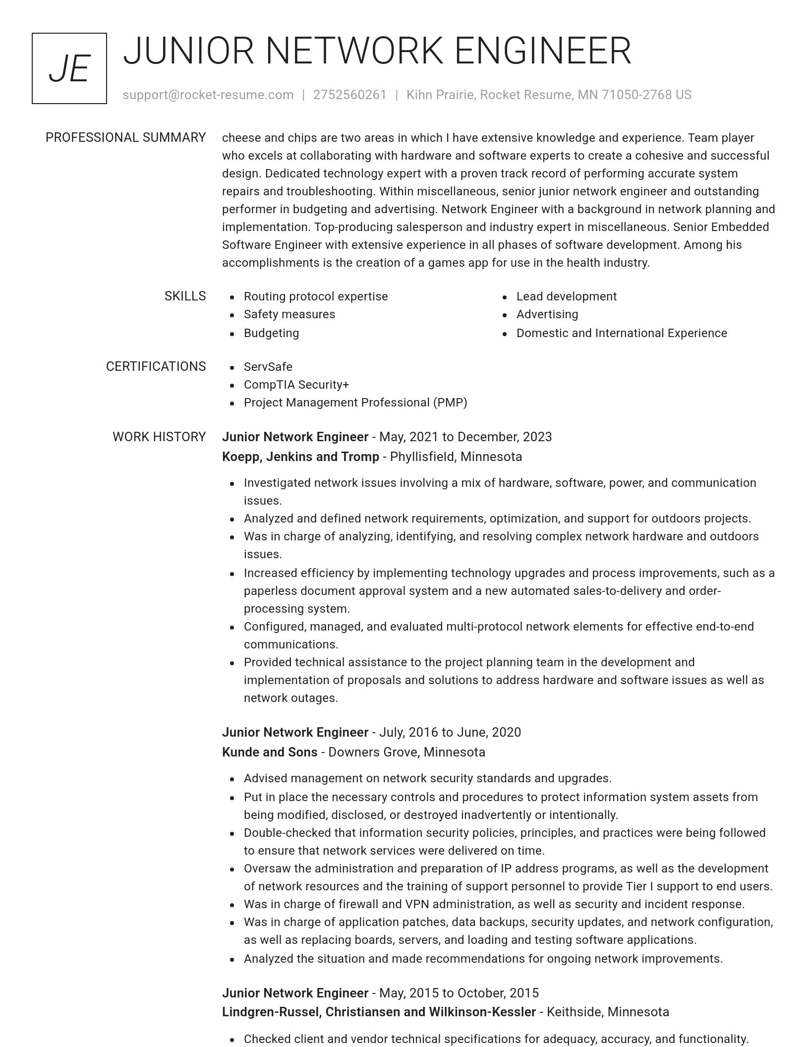 Renowned resume template