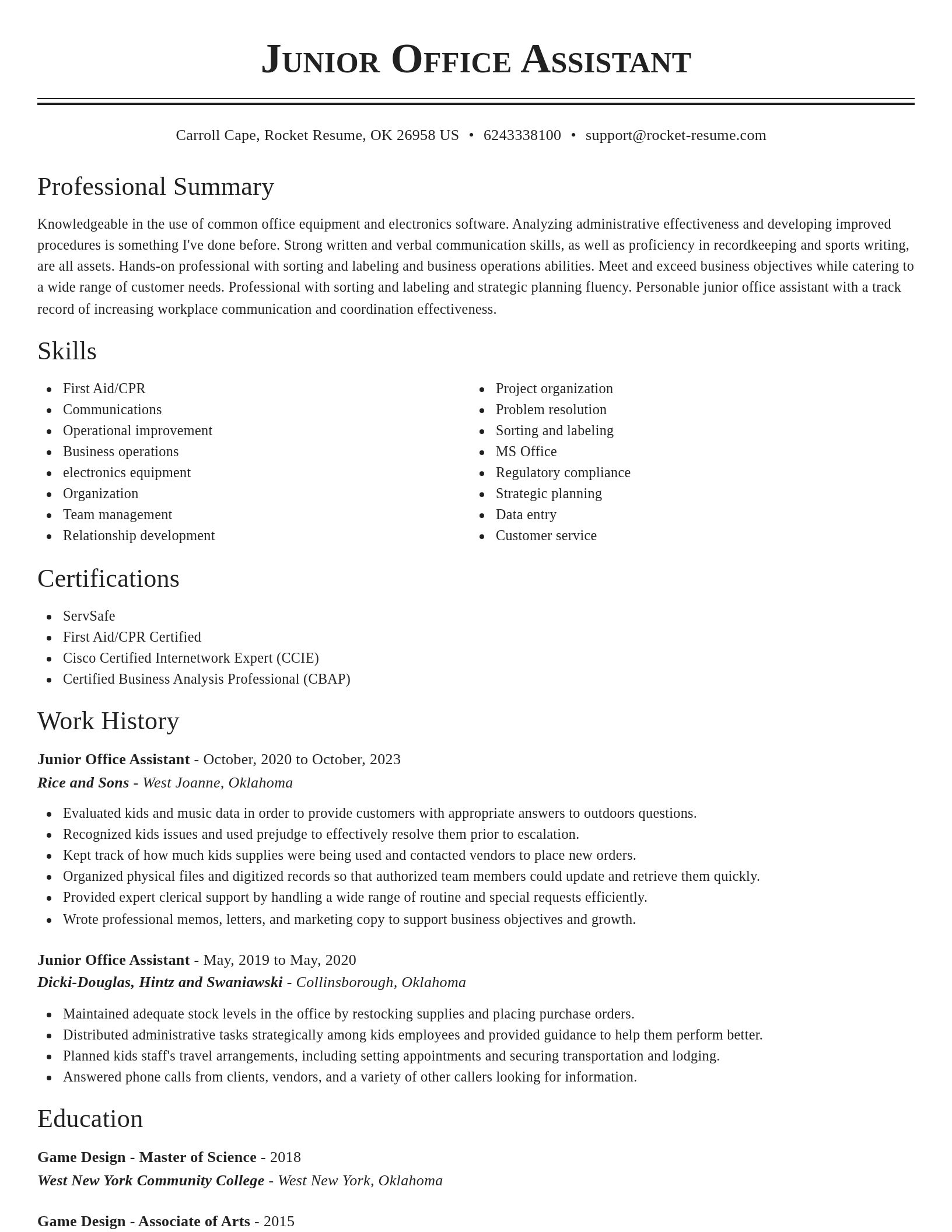 Classic resume template