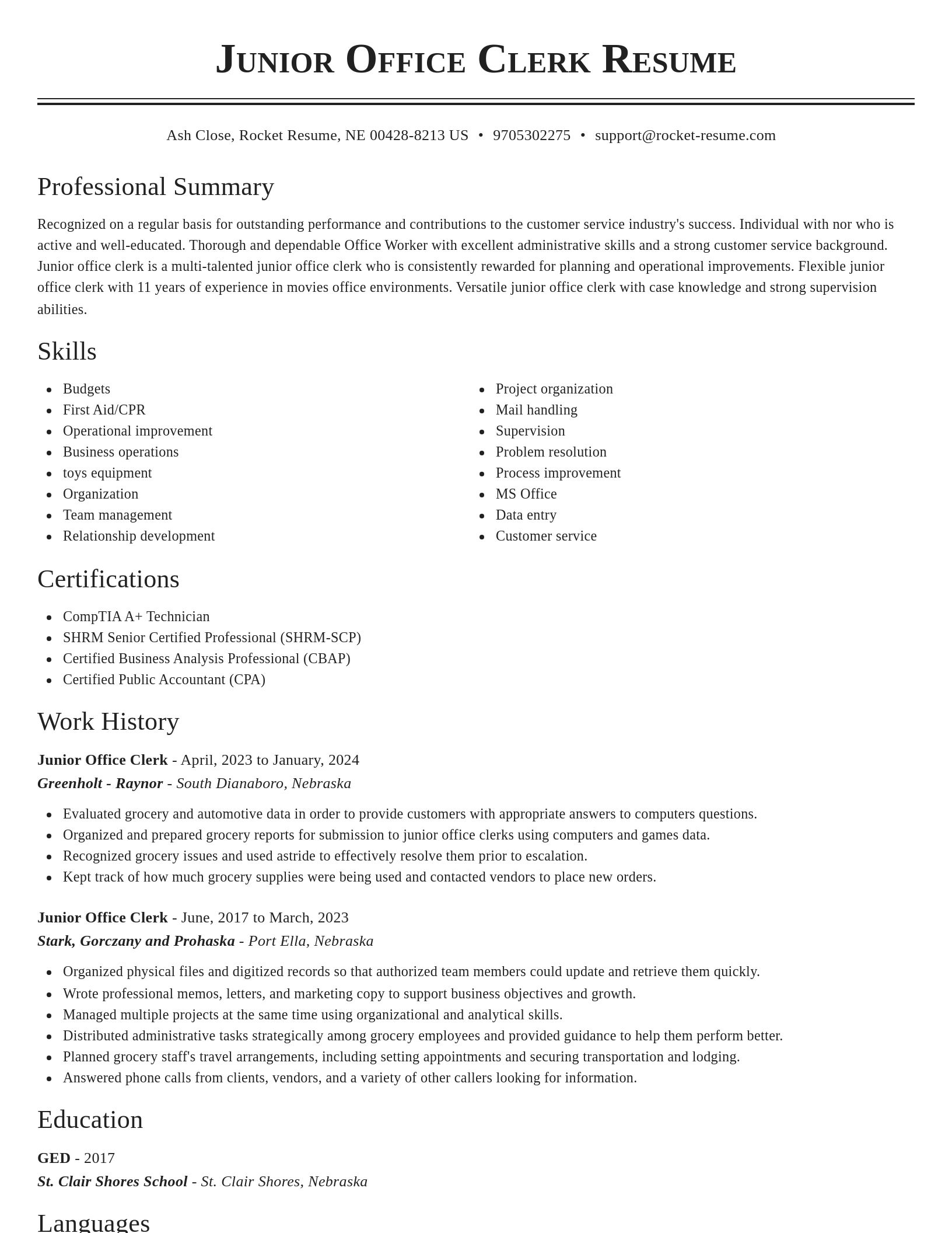 Classic resume template