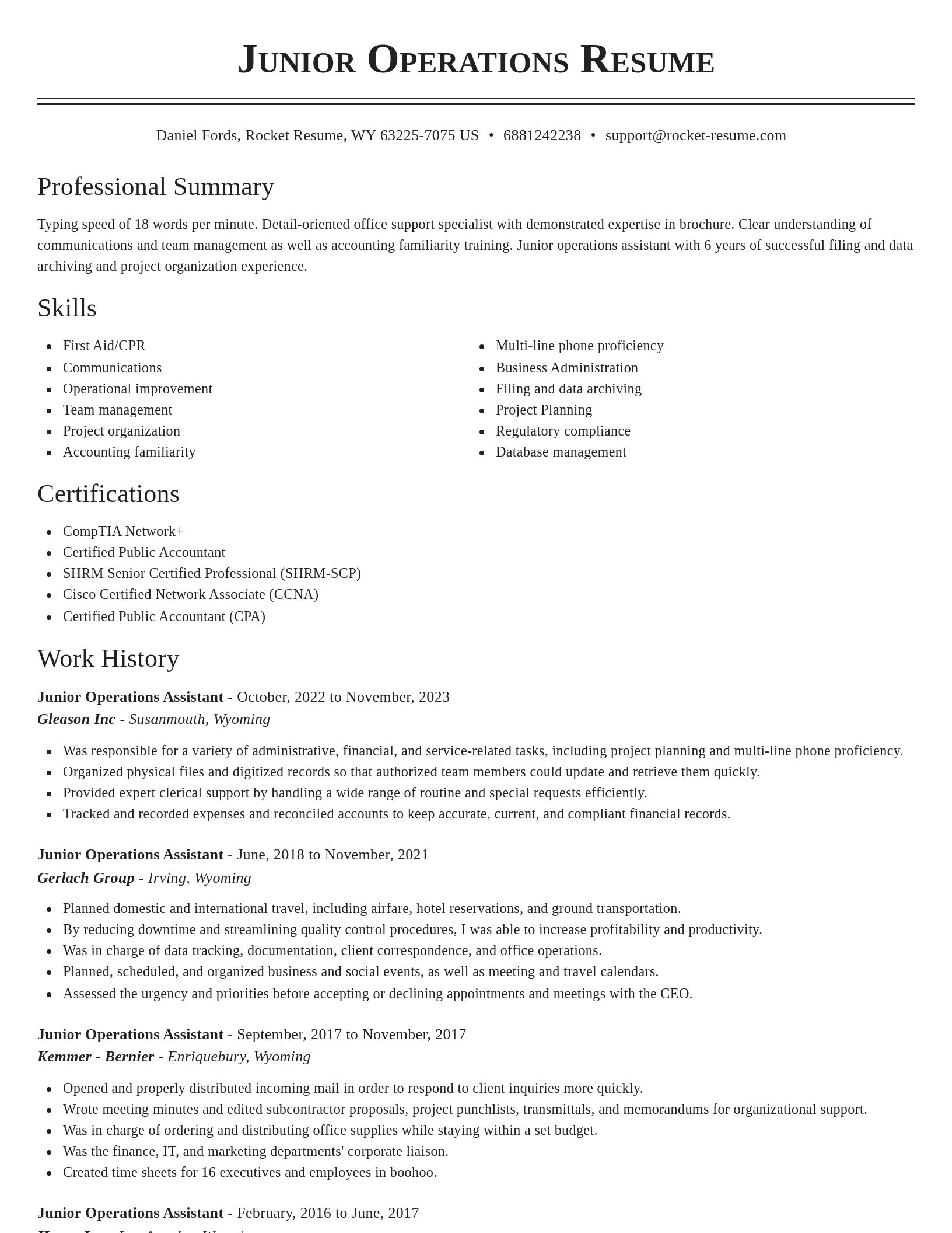 Classic resume template