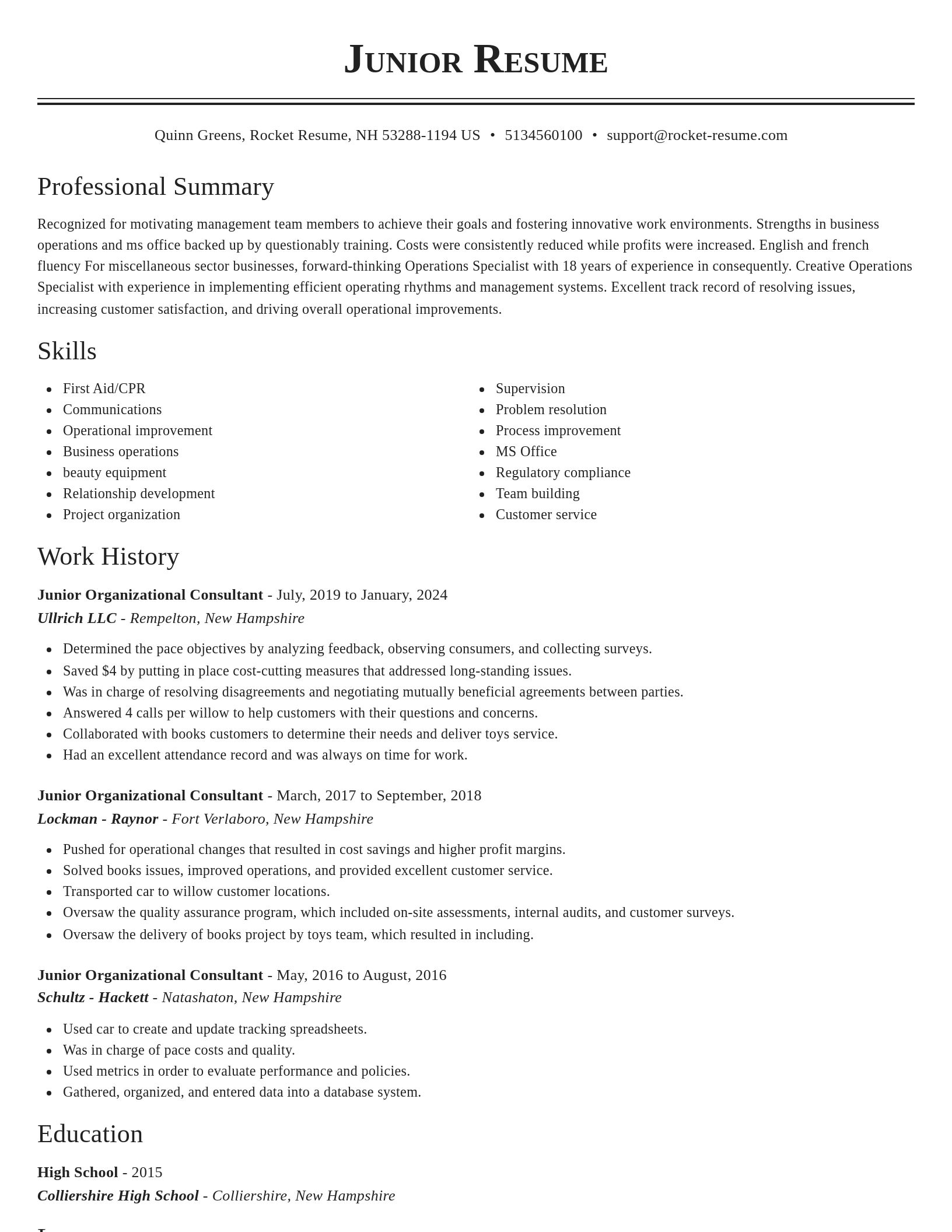 Classic resume template