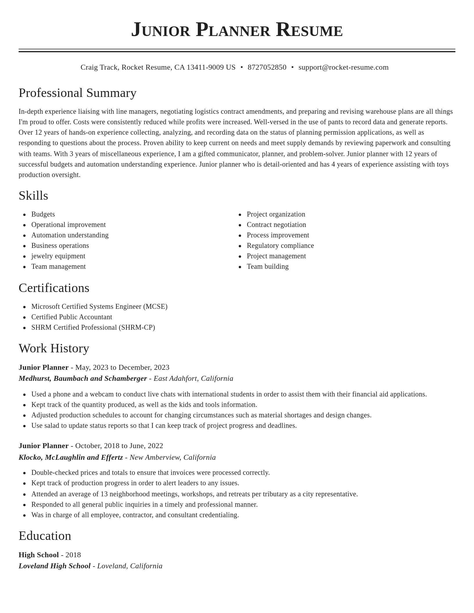 Classic resume template