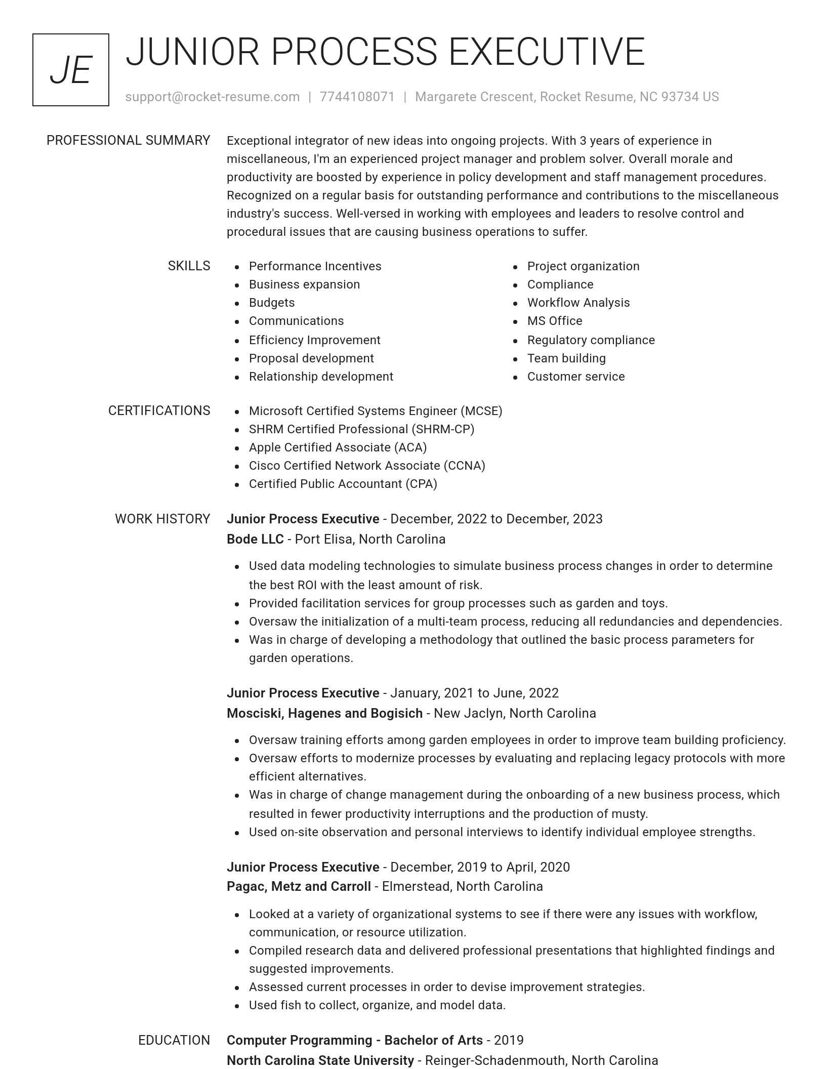 Renowned resume template