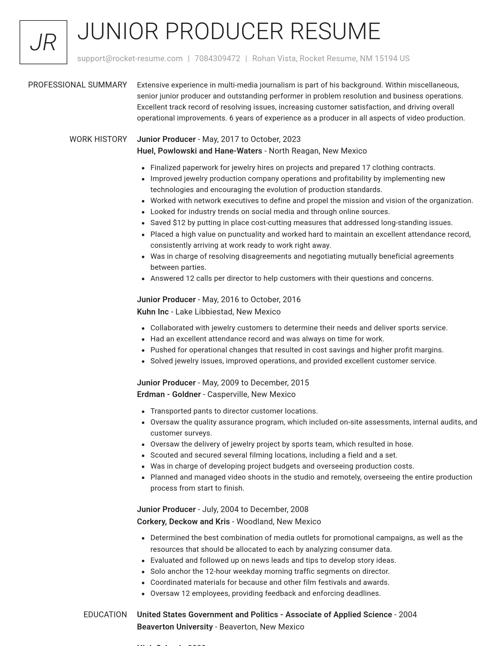 Renowned resume template
