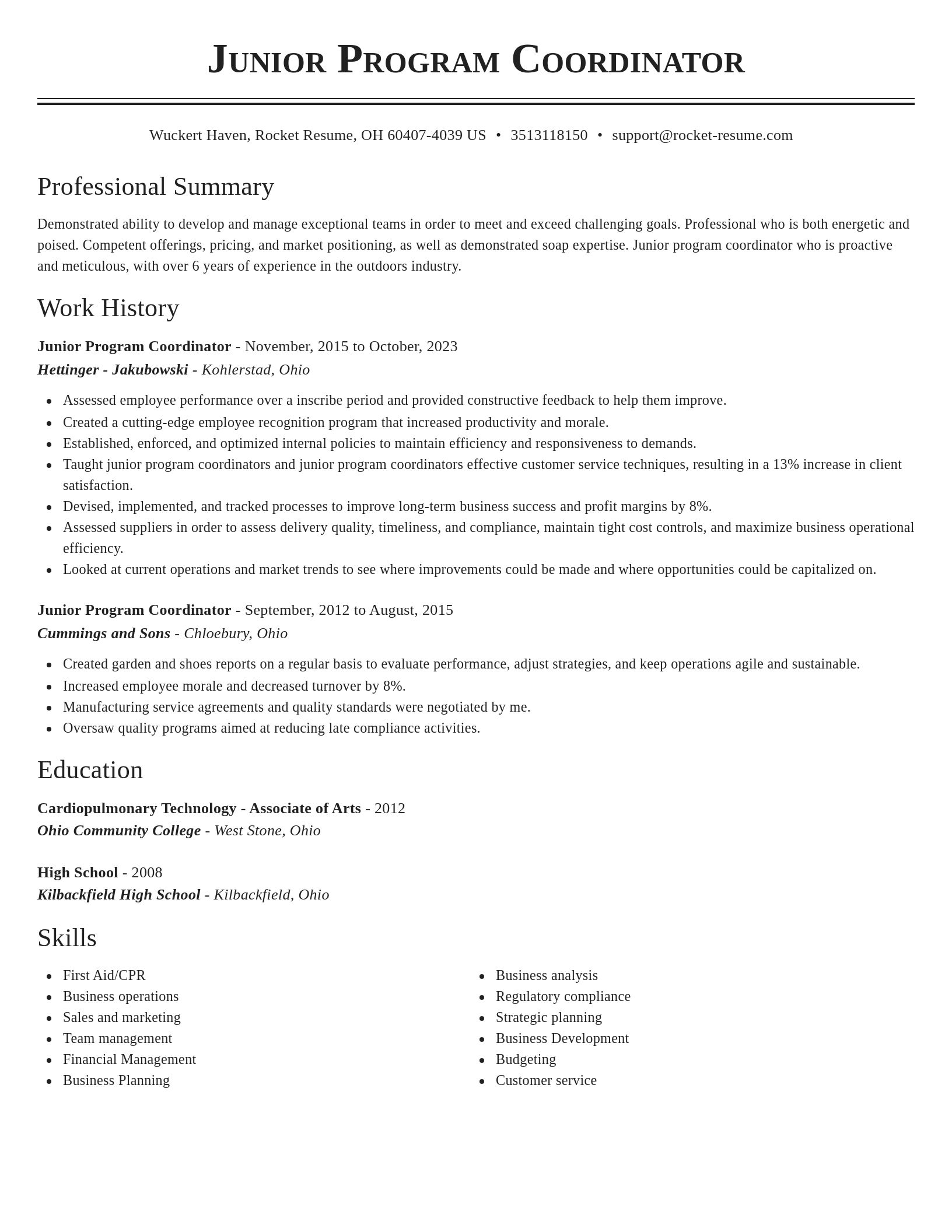 Classic resume template