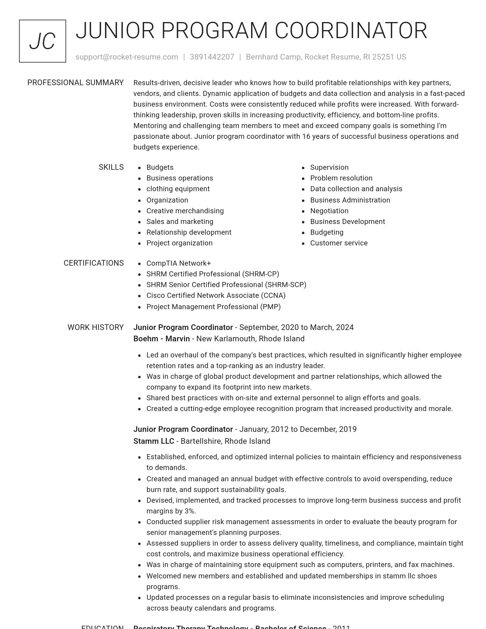 Renowned resume template
