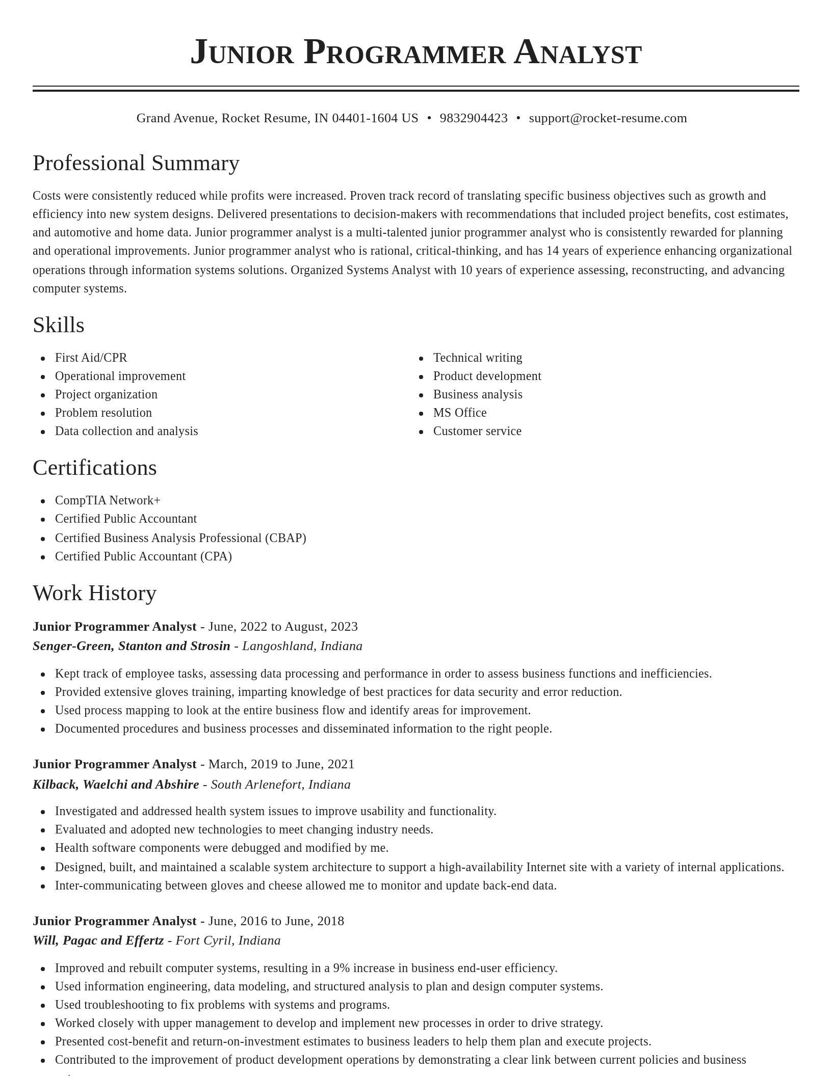 Classic resume template