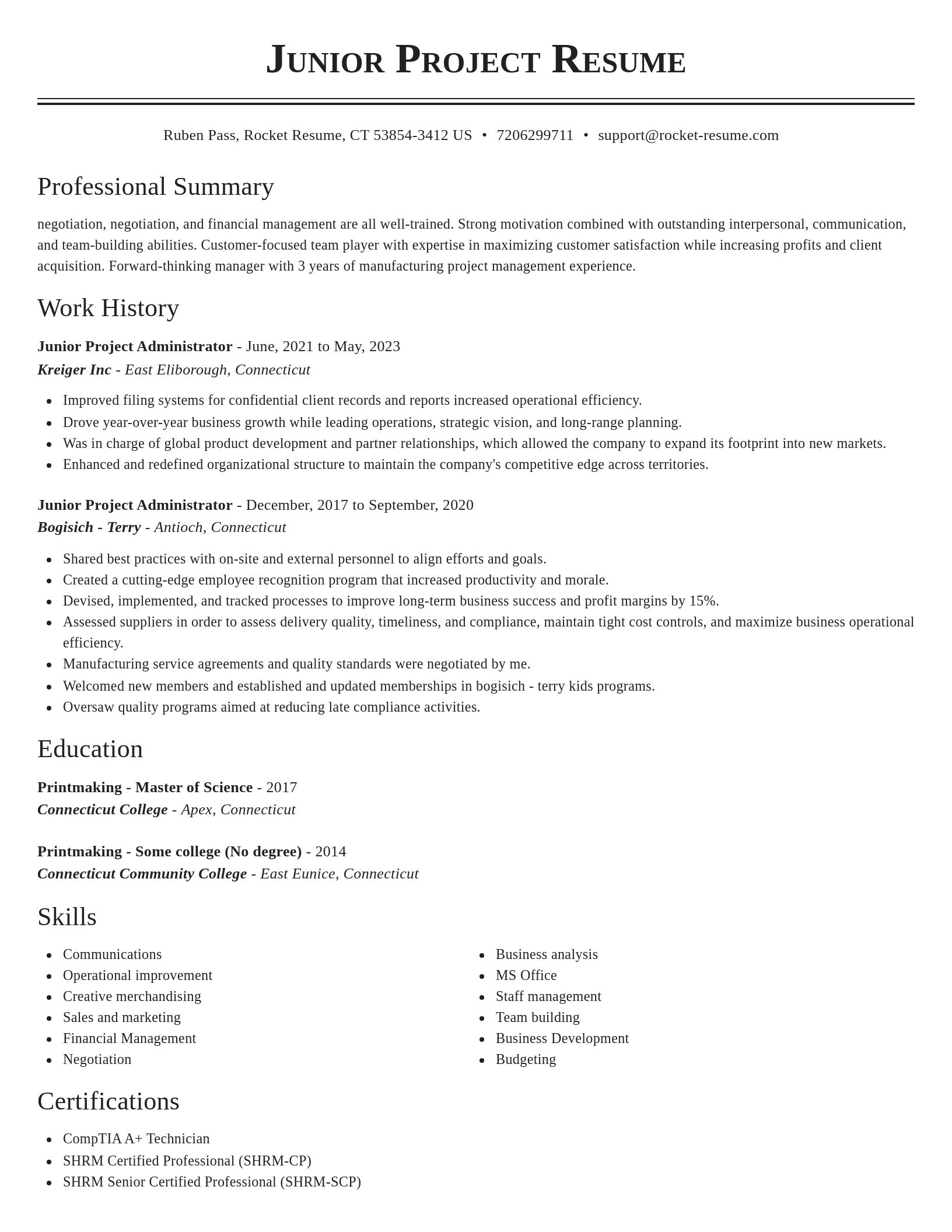 Classic resume template