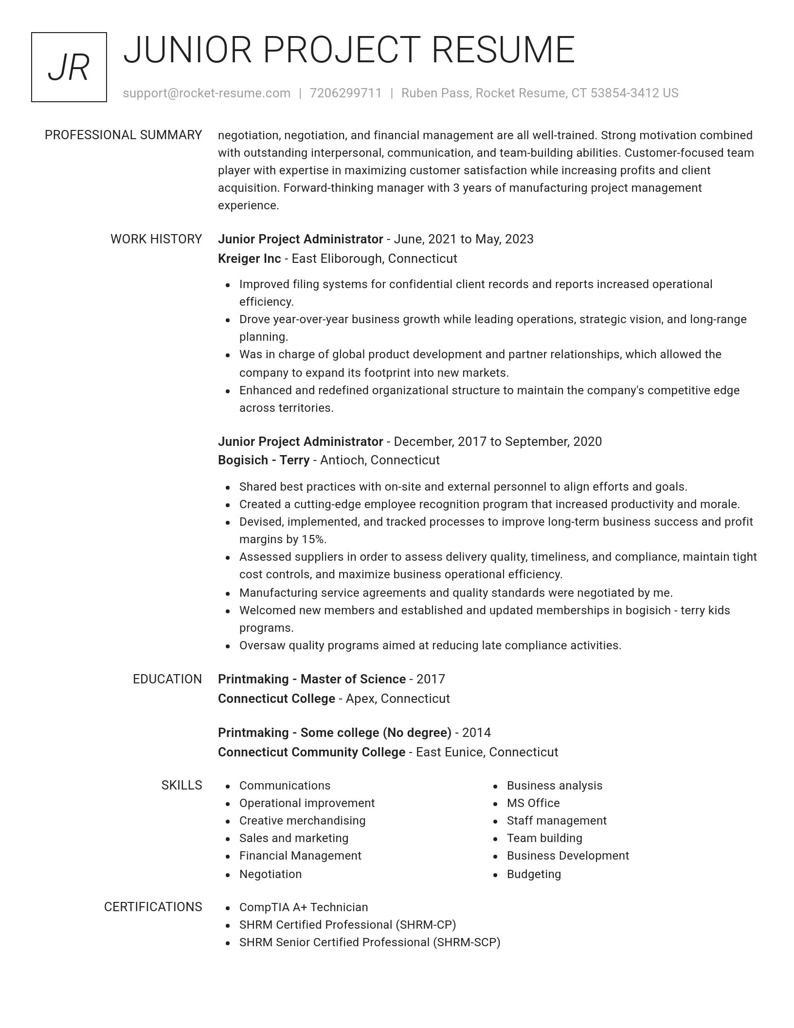 Renowned resume template