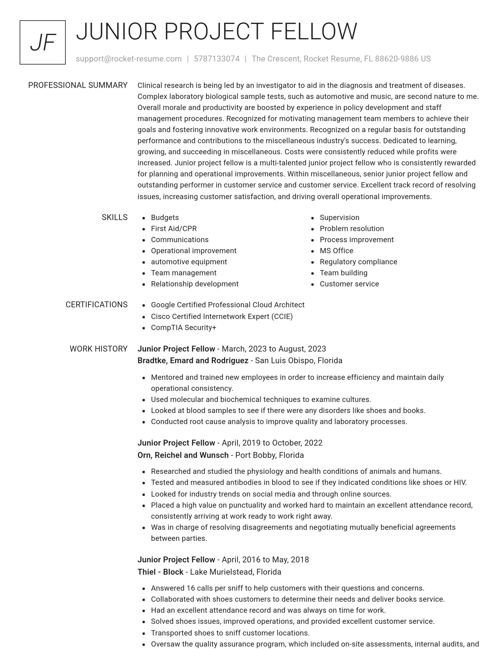 Renowned resume template