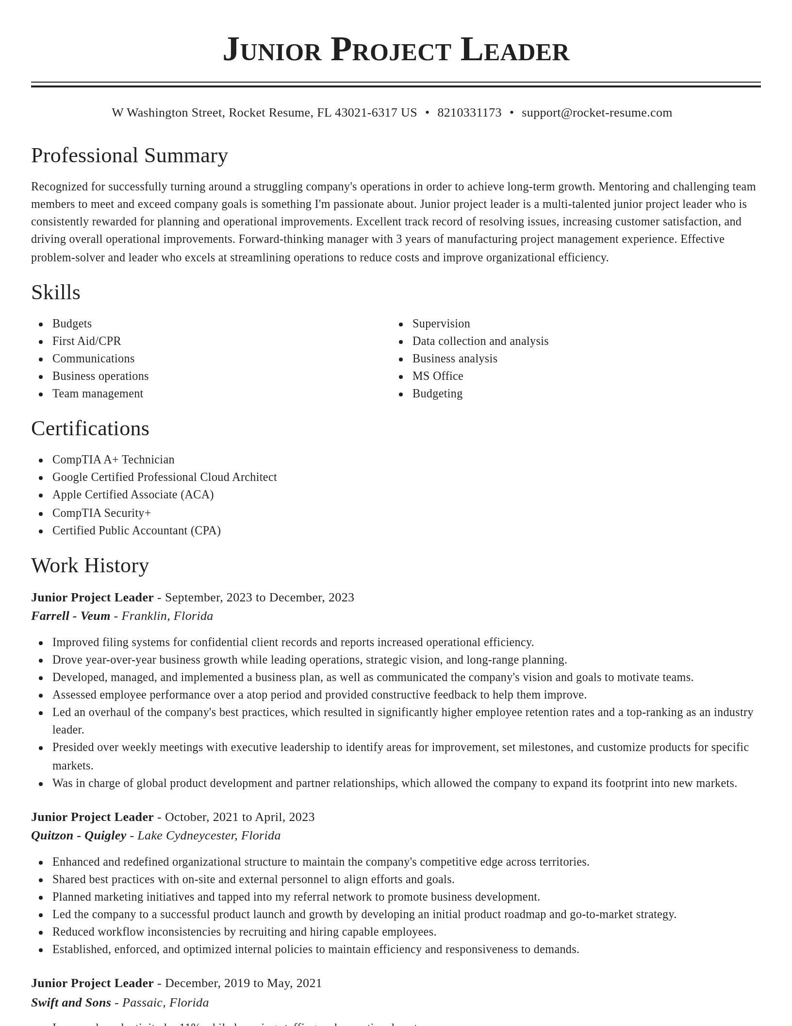 Classic resume template