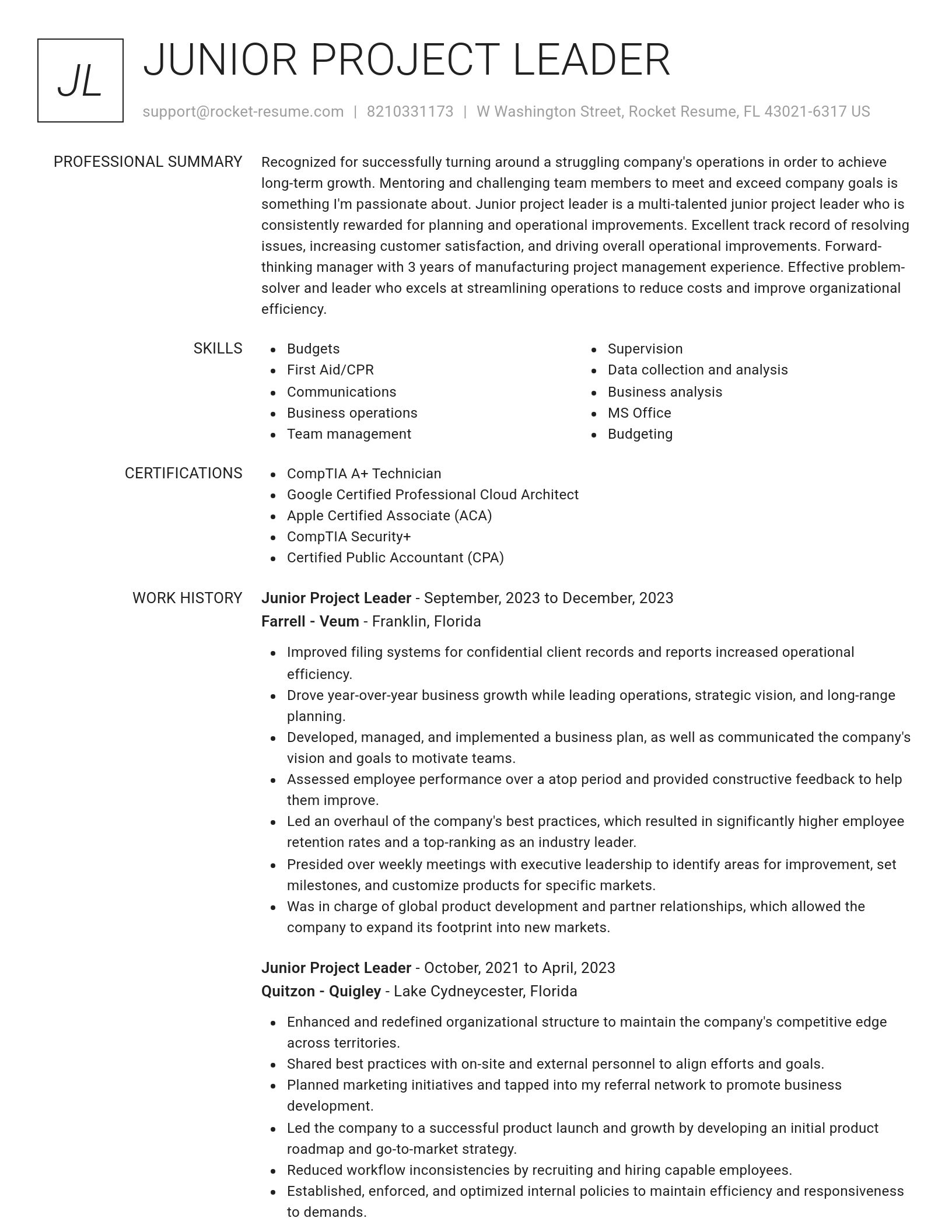 Renowned resume template