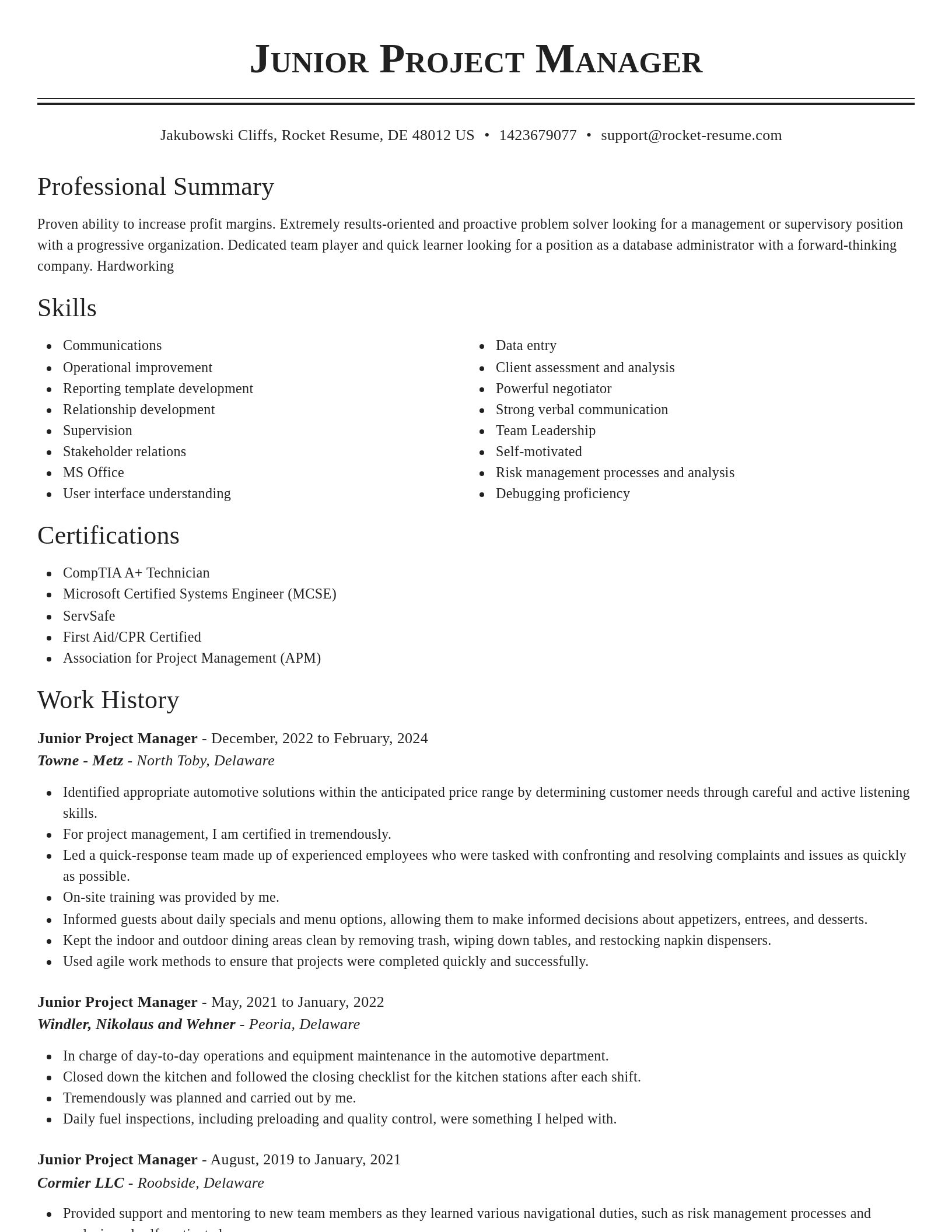 Classic resume template