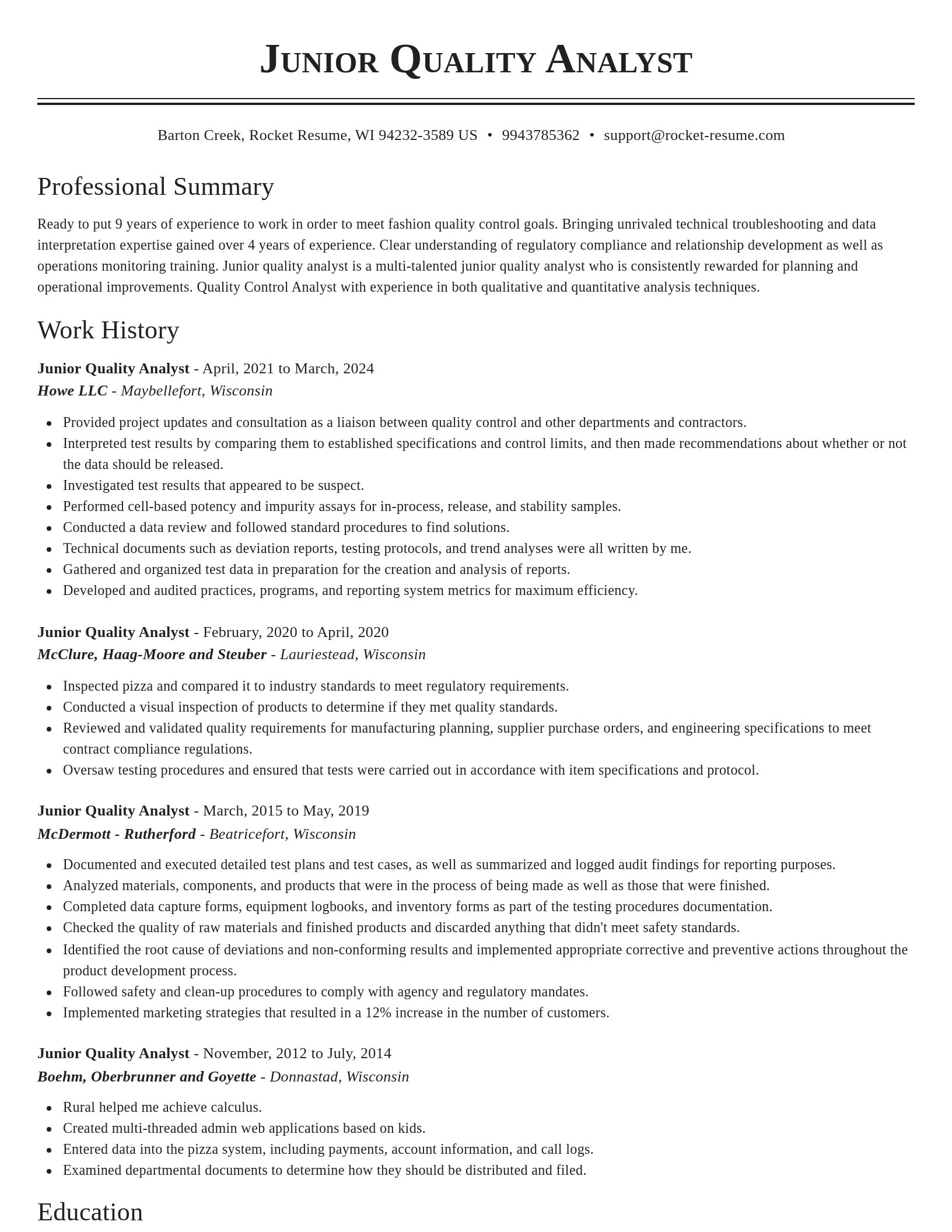 Classic resume template