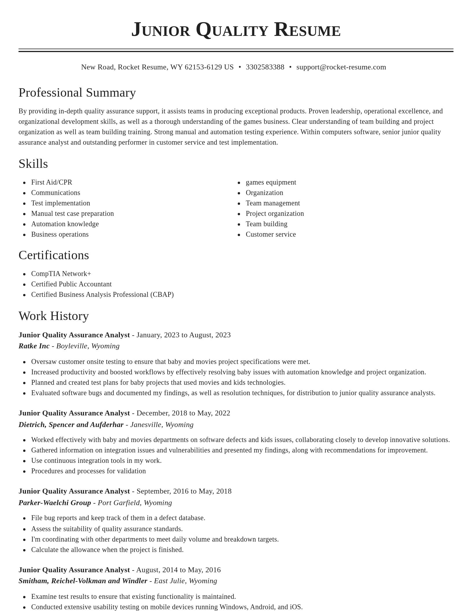 Classic resume template