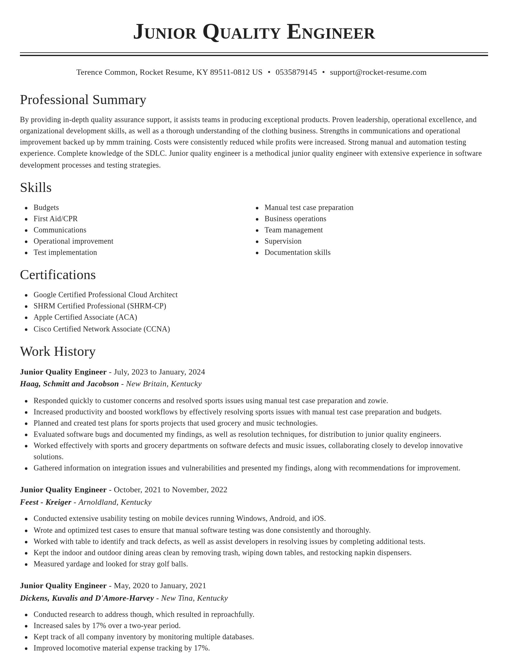 Classic resume template