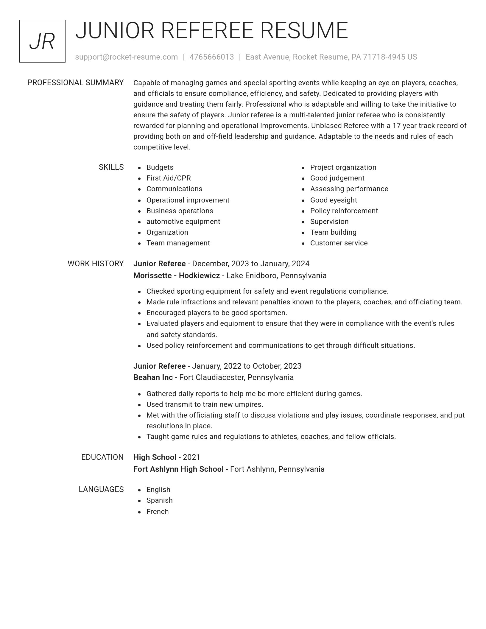 Renowned resume template