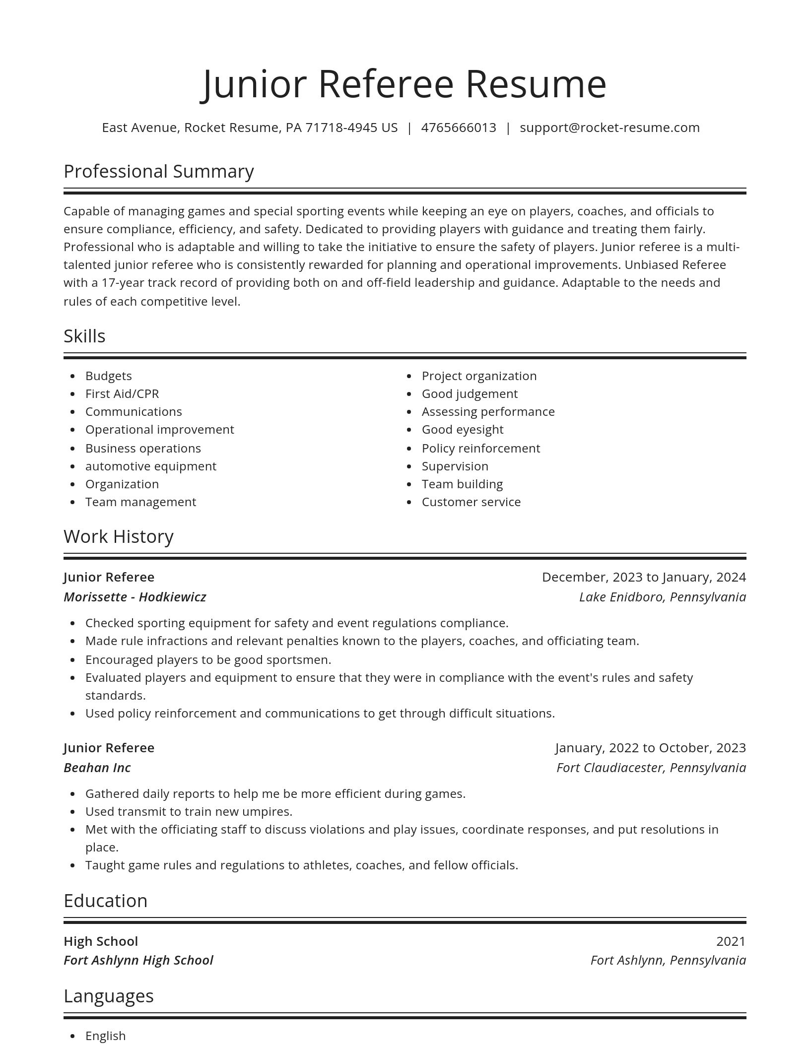 Spotlight resume template