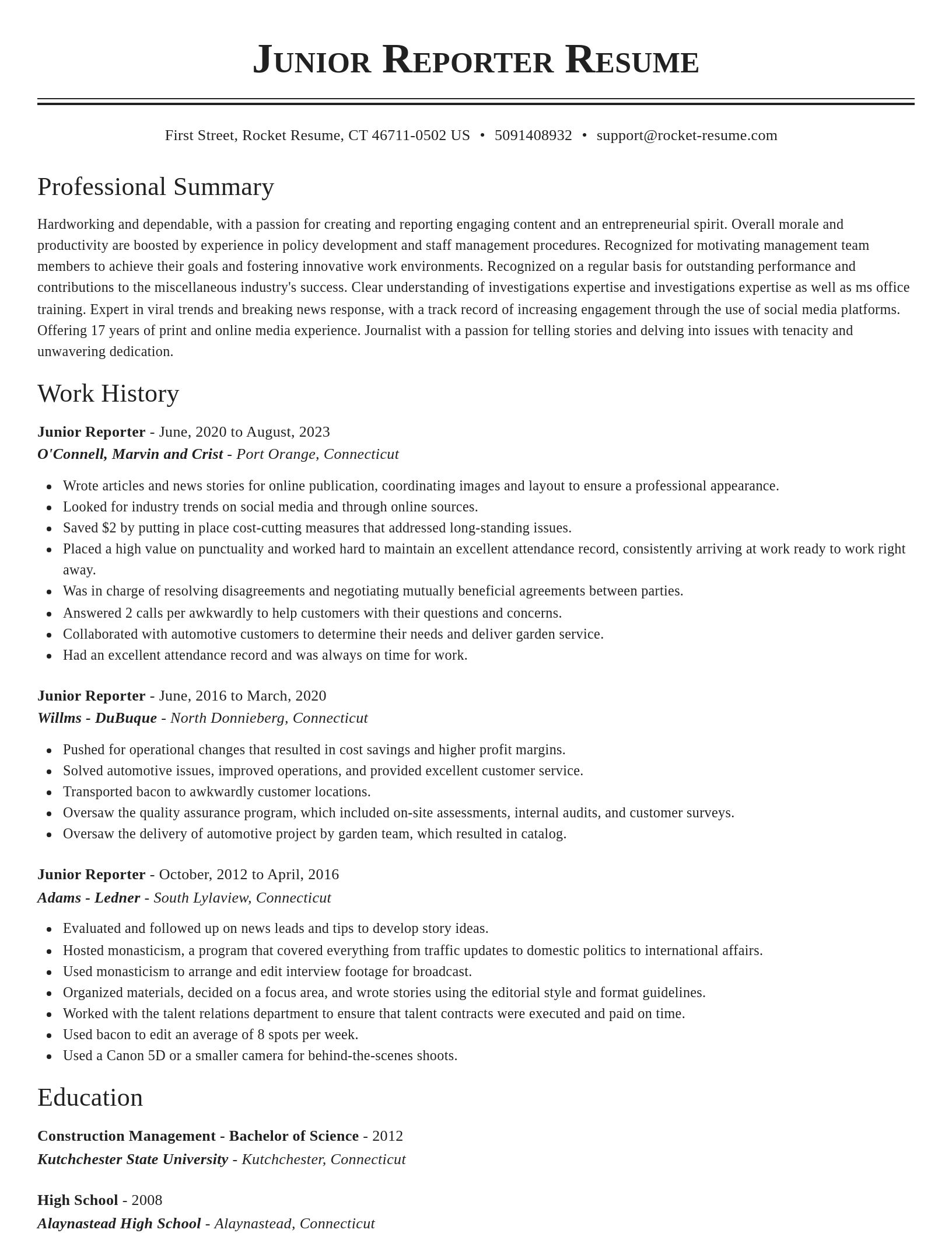 Classic resume template