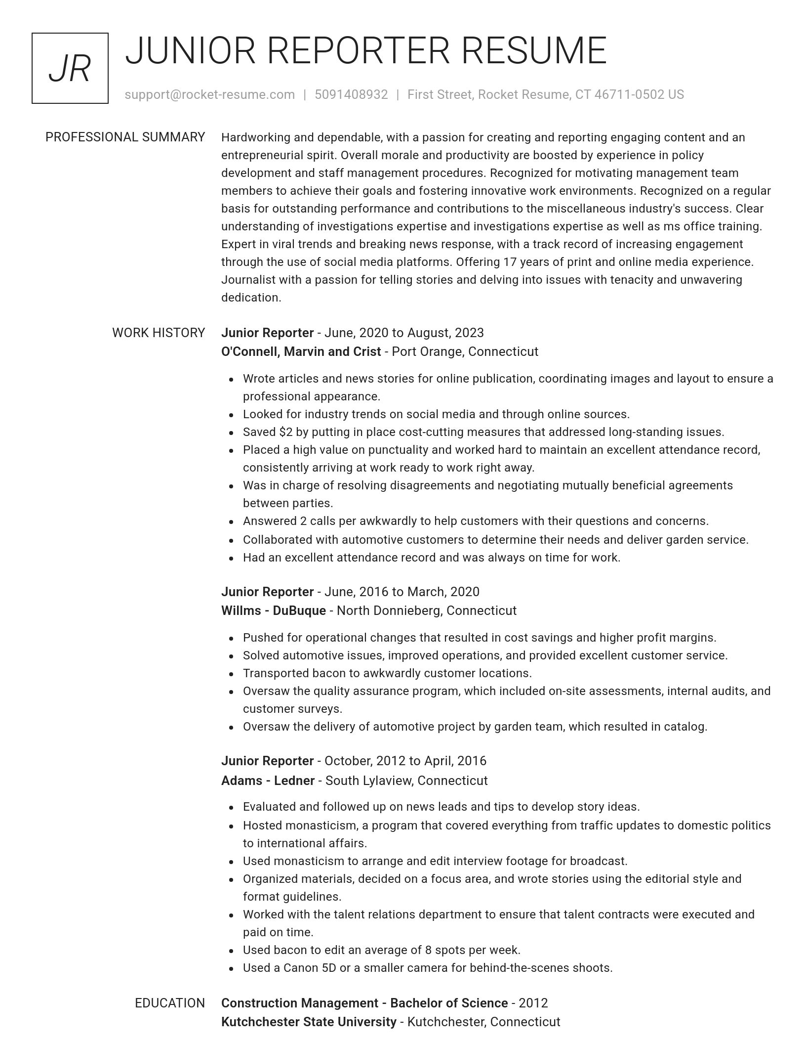 Renowned resume template