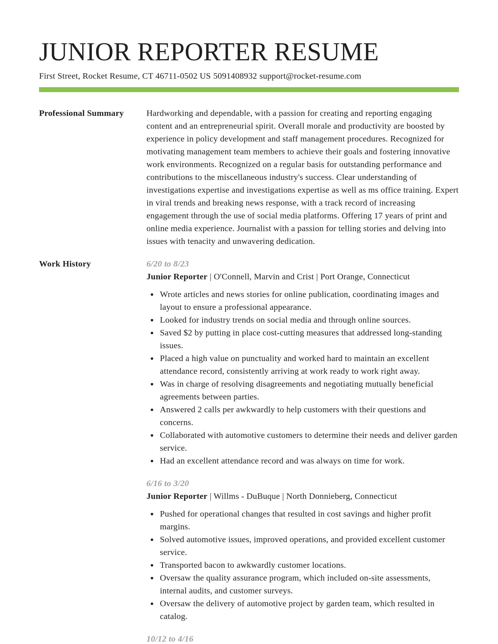Smart resume template