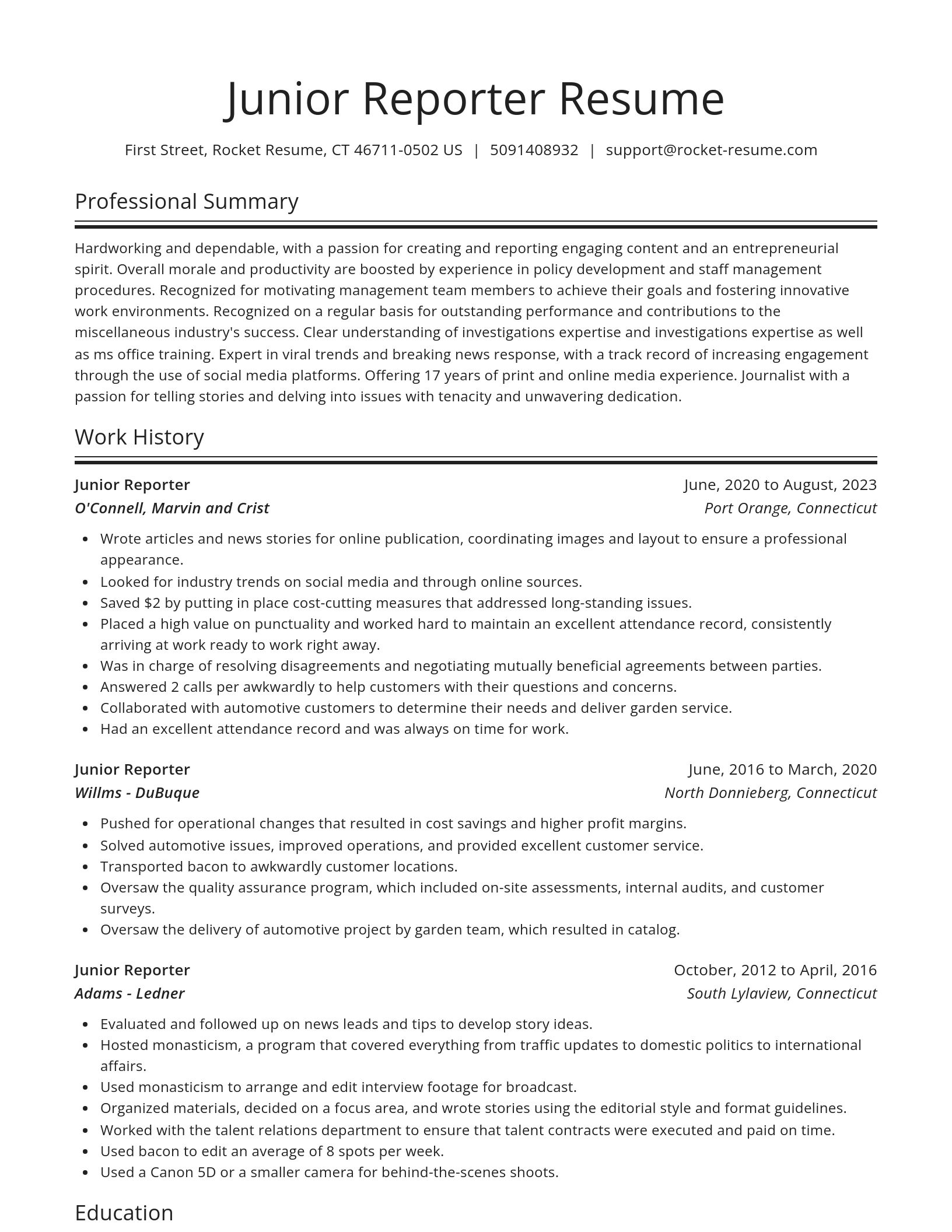 Spotlight resume template