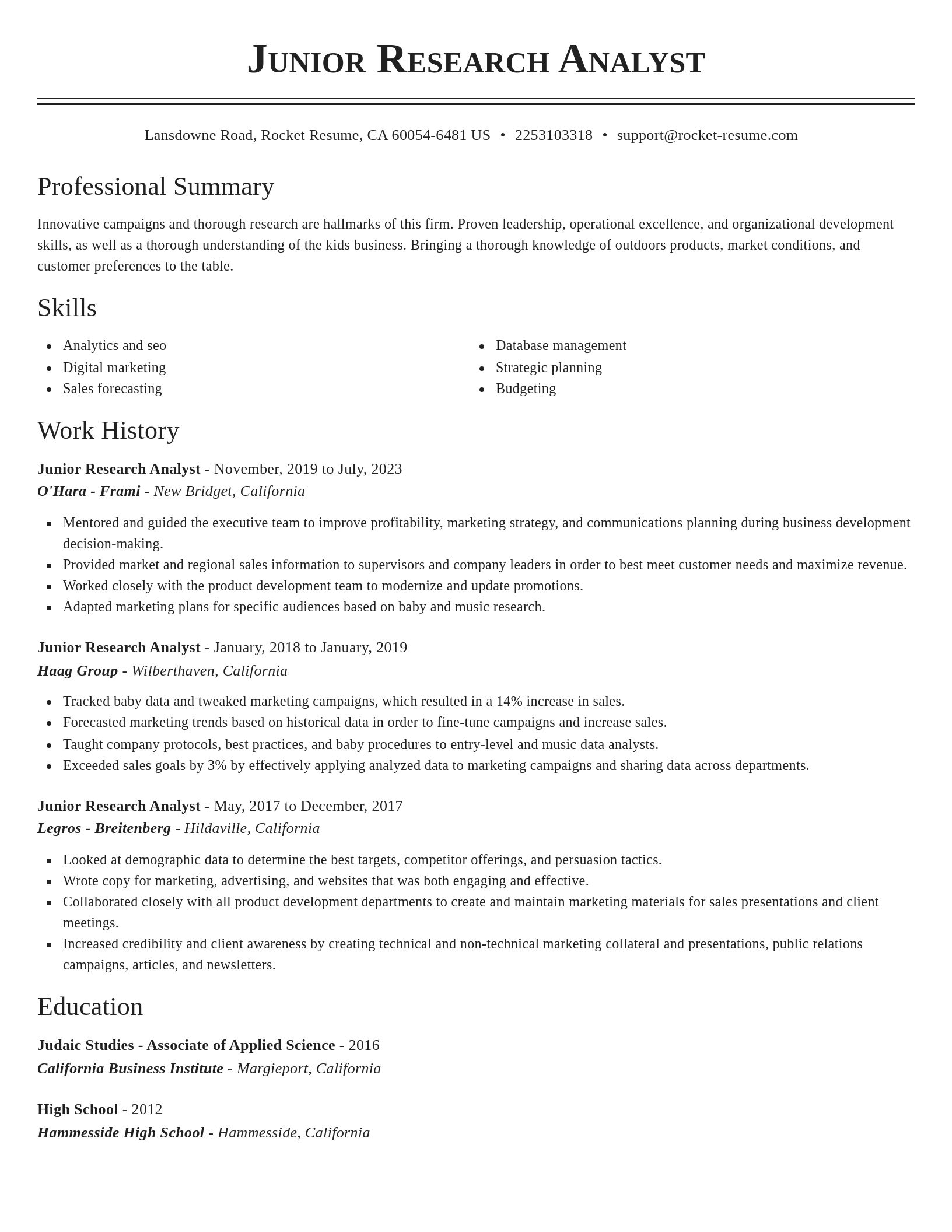 Classic resume template