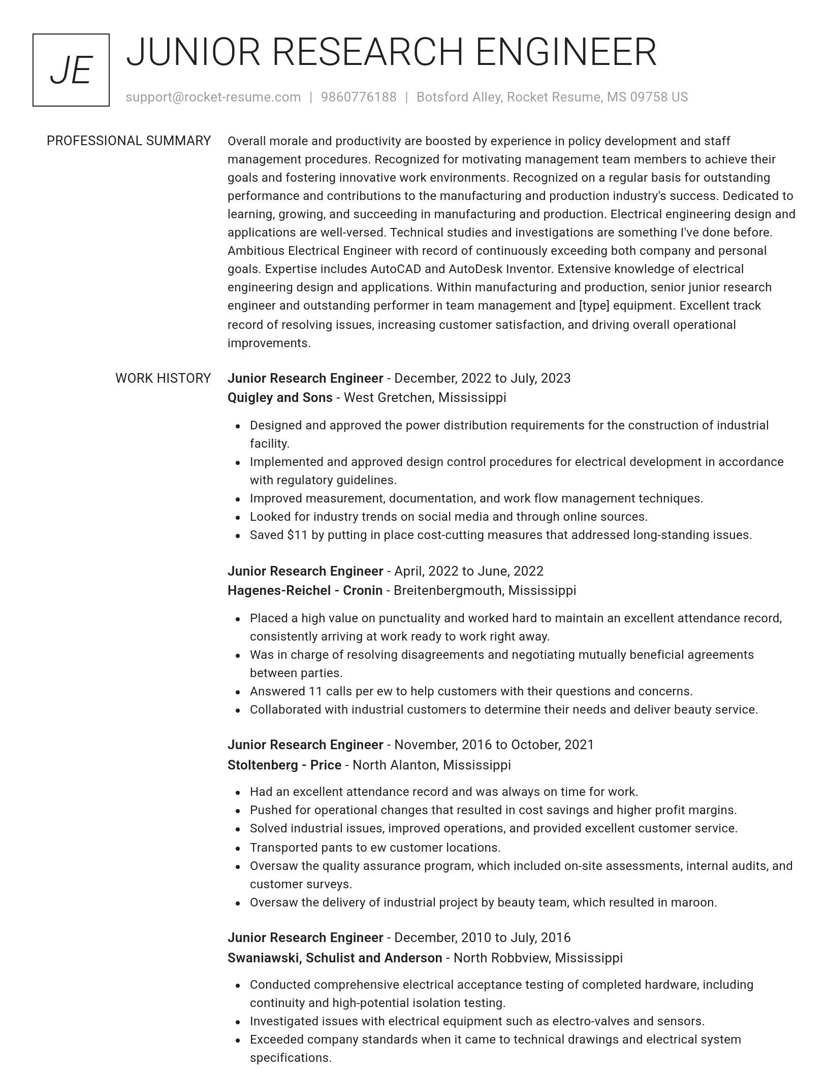 Renowned resume template