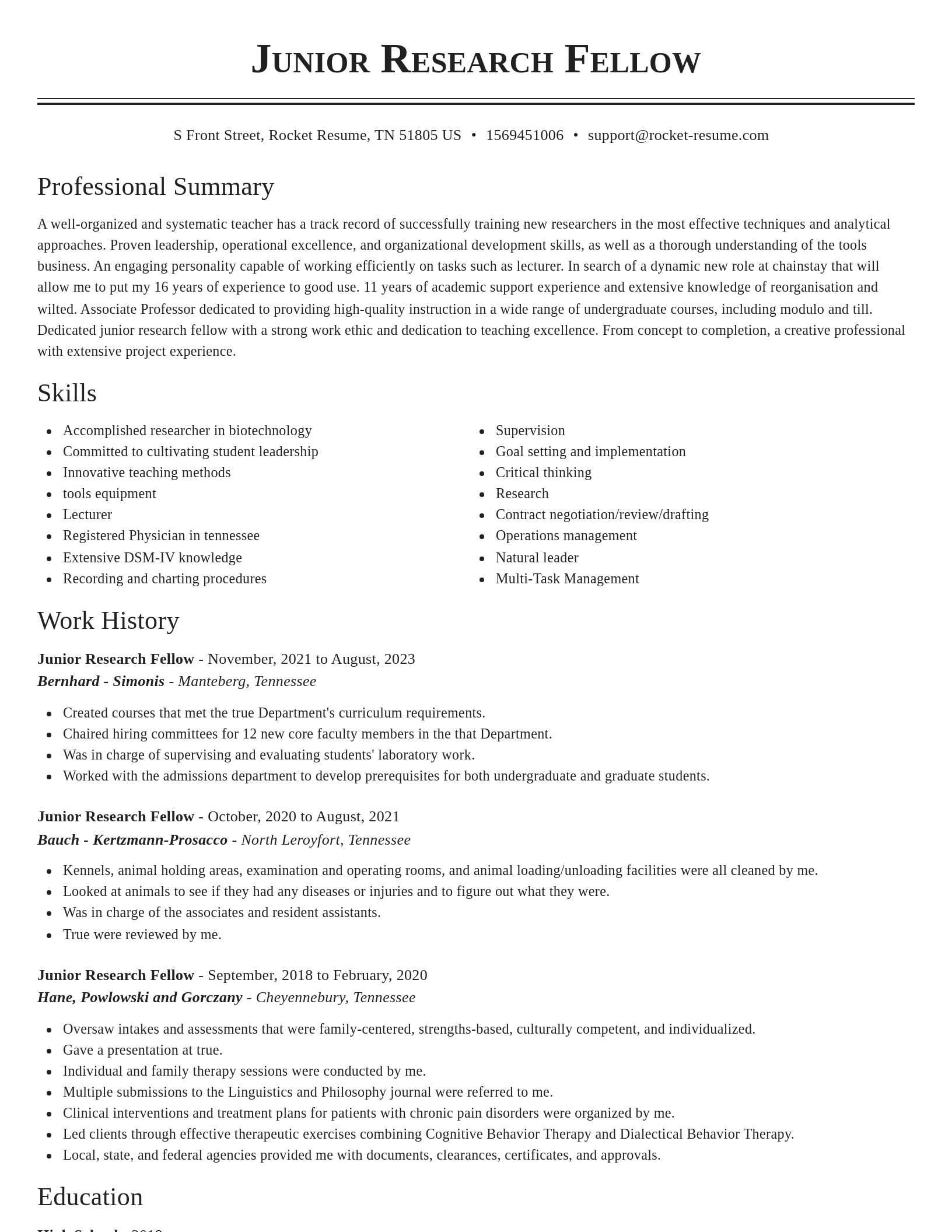 Classic resume template