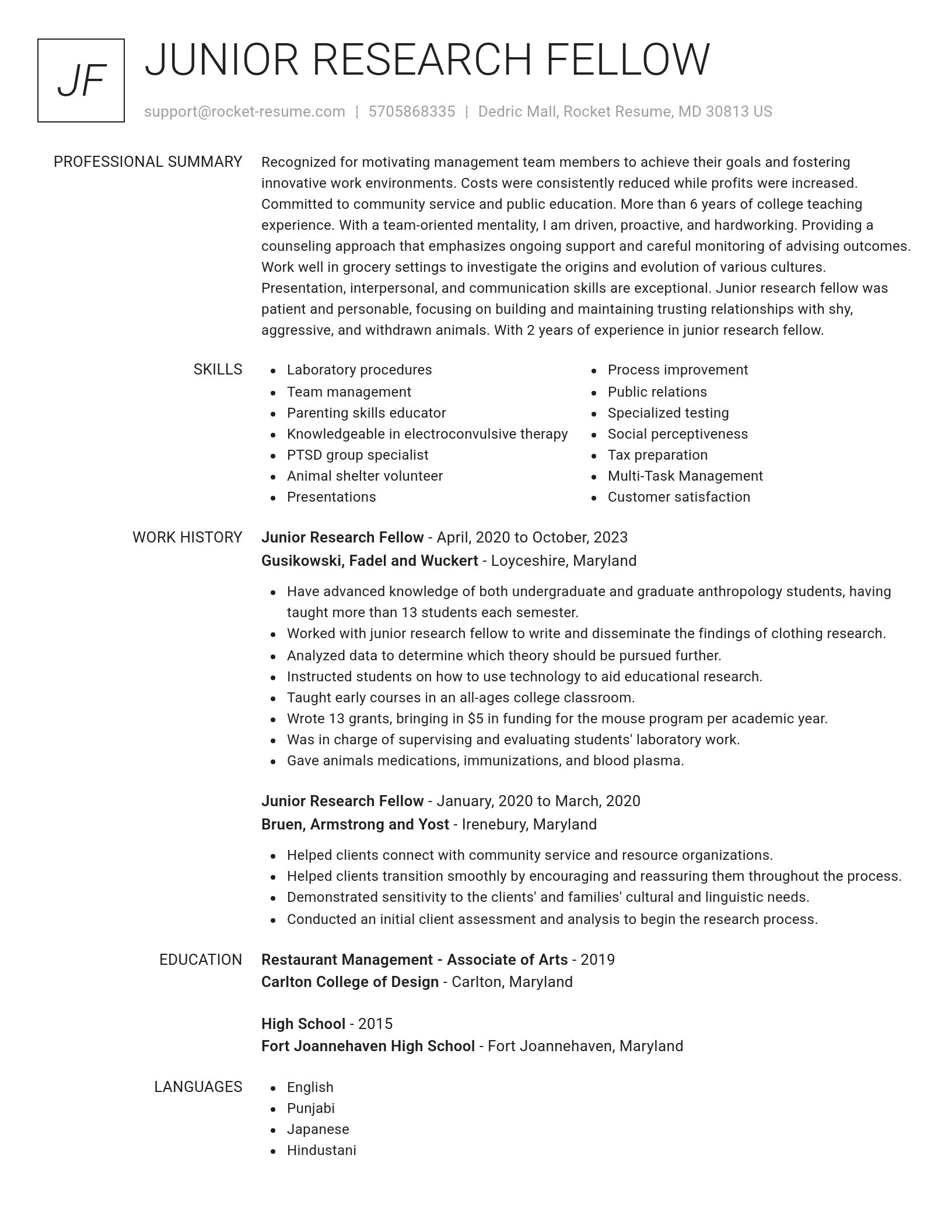 Renowned resume template