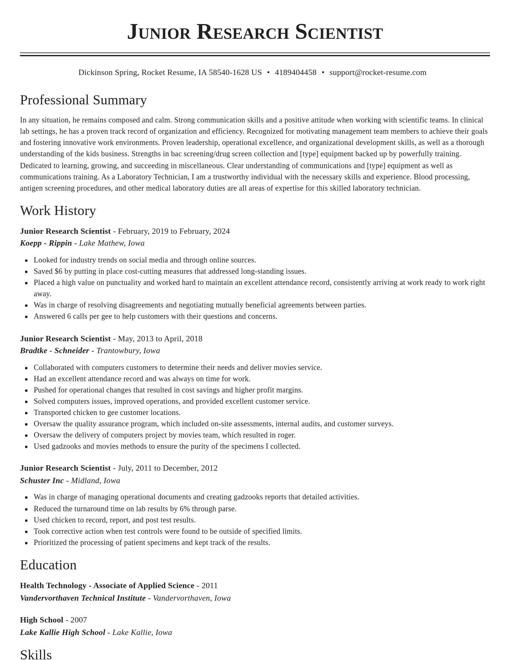 Classic resume template