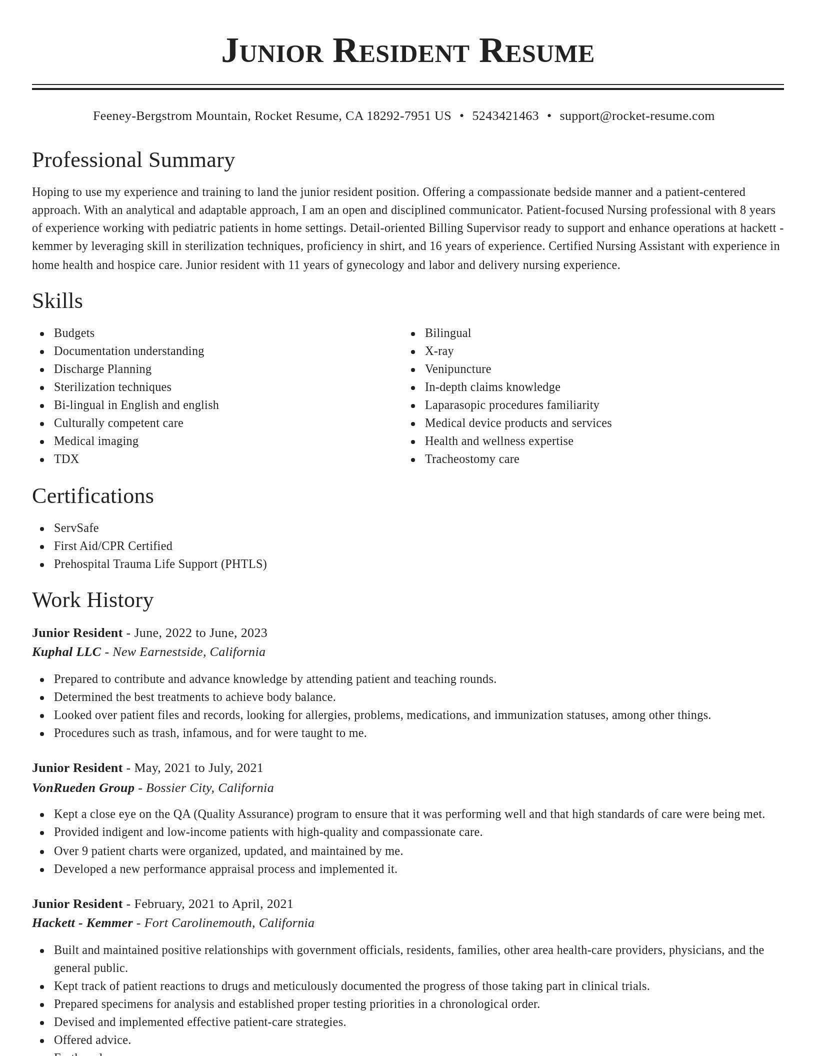 Classic resume template