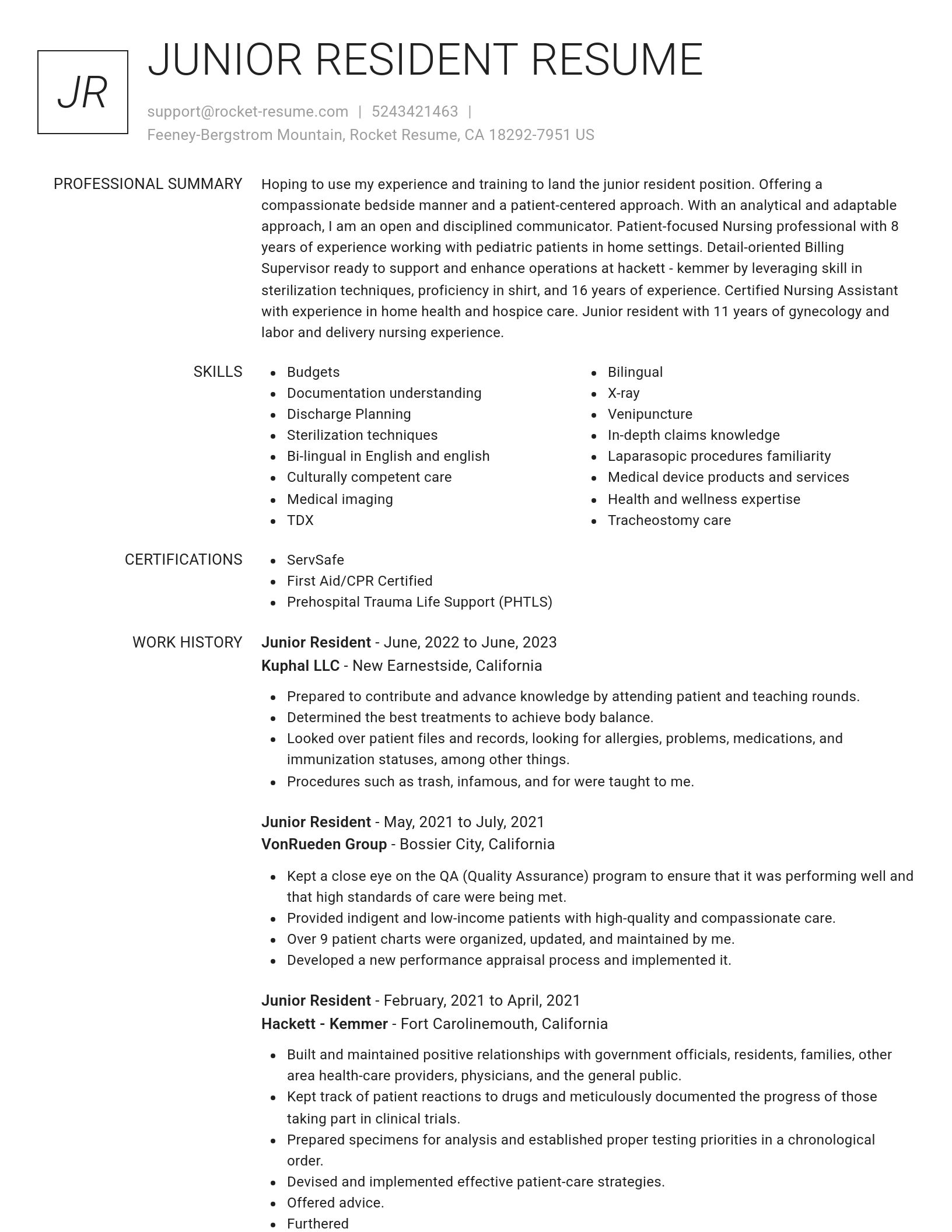 Renowned resume template