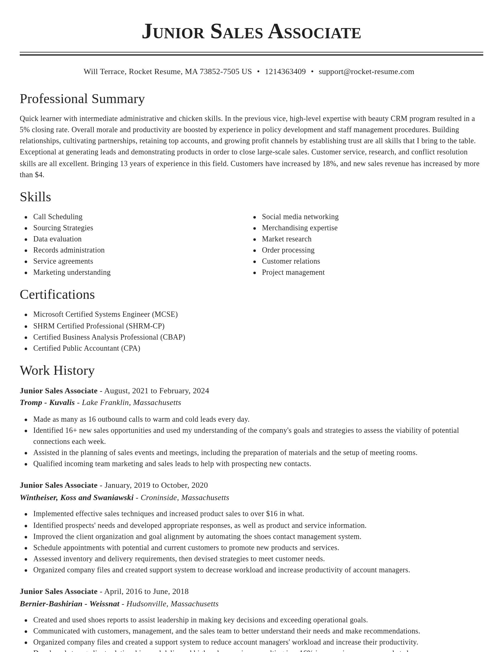 Classic resume template