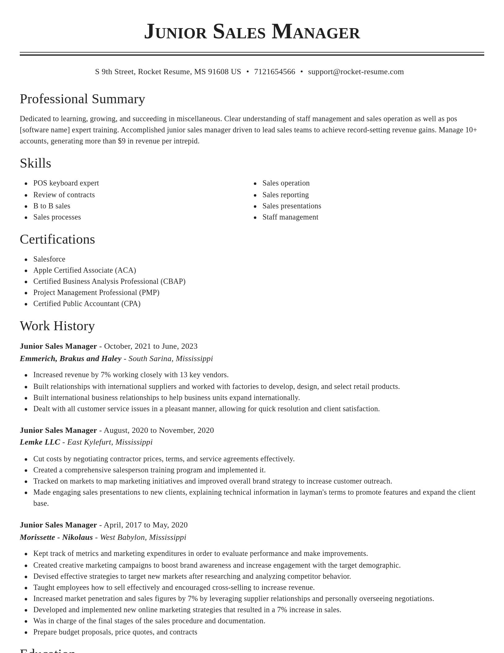 Classic resume template