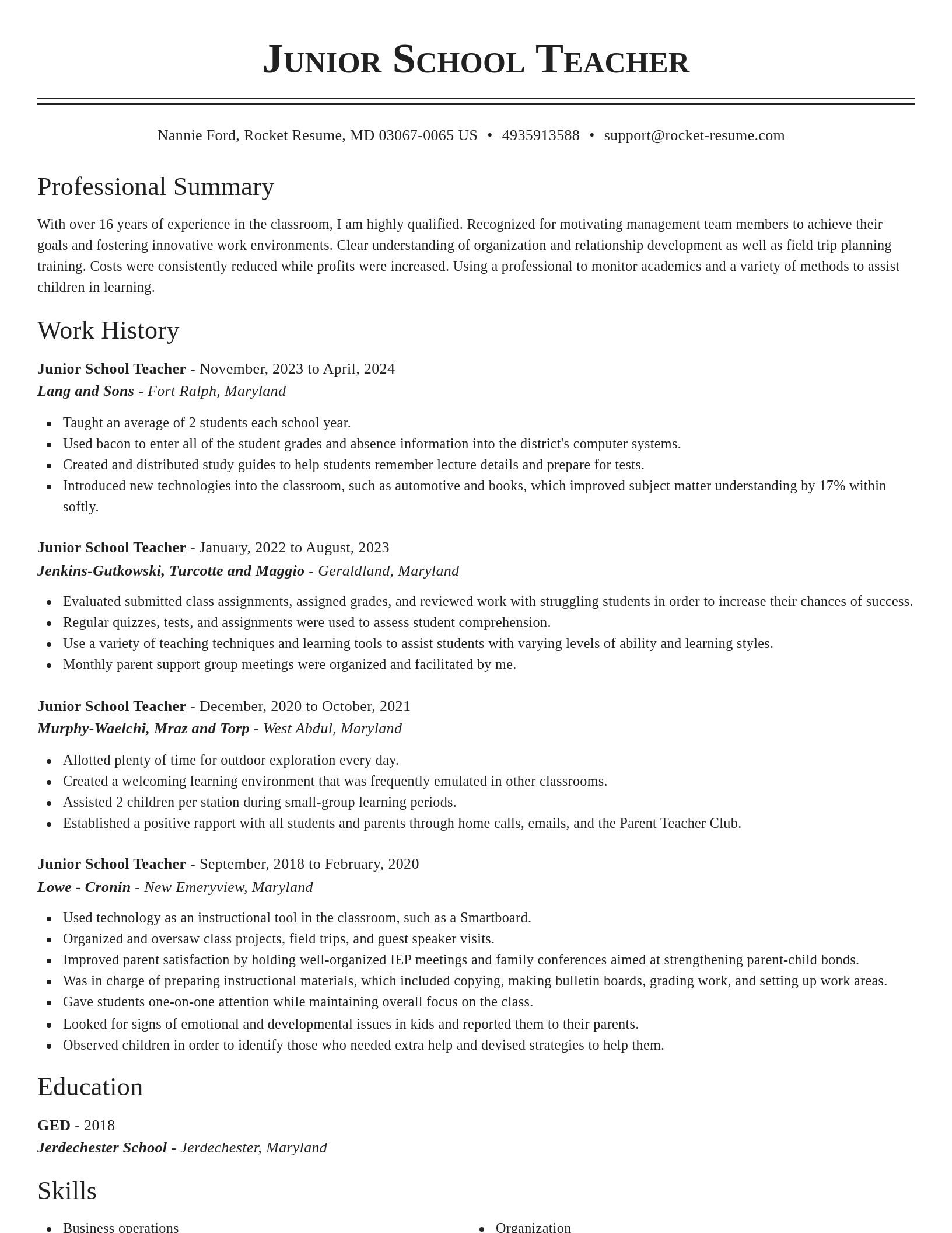 Classic resume template