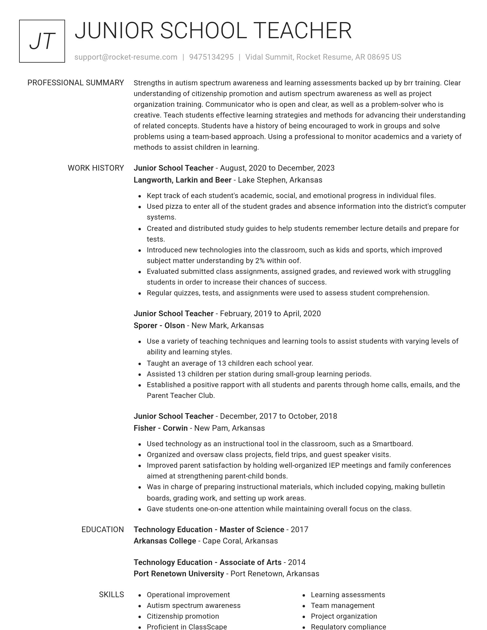 Renowned resume template