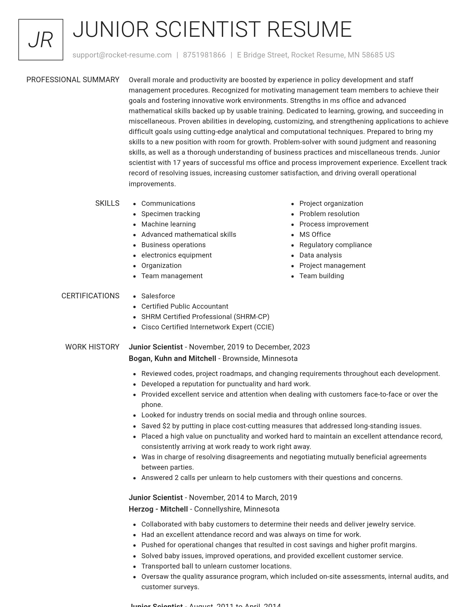 Renowned resume template