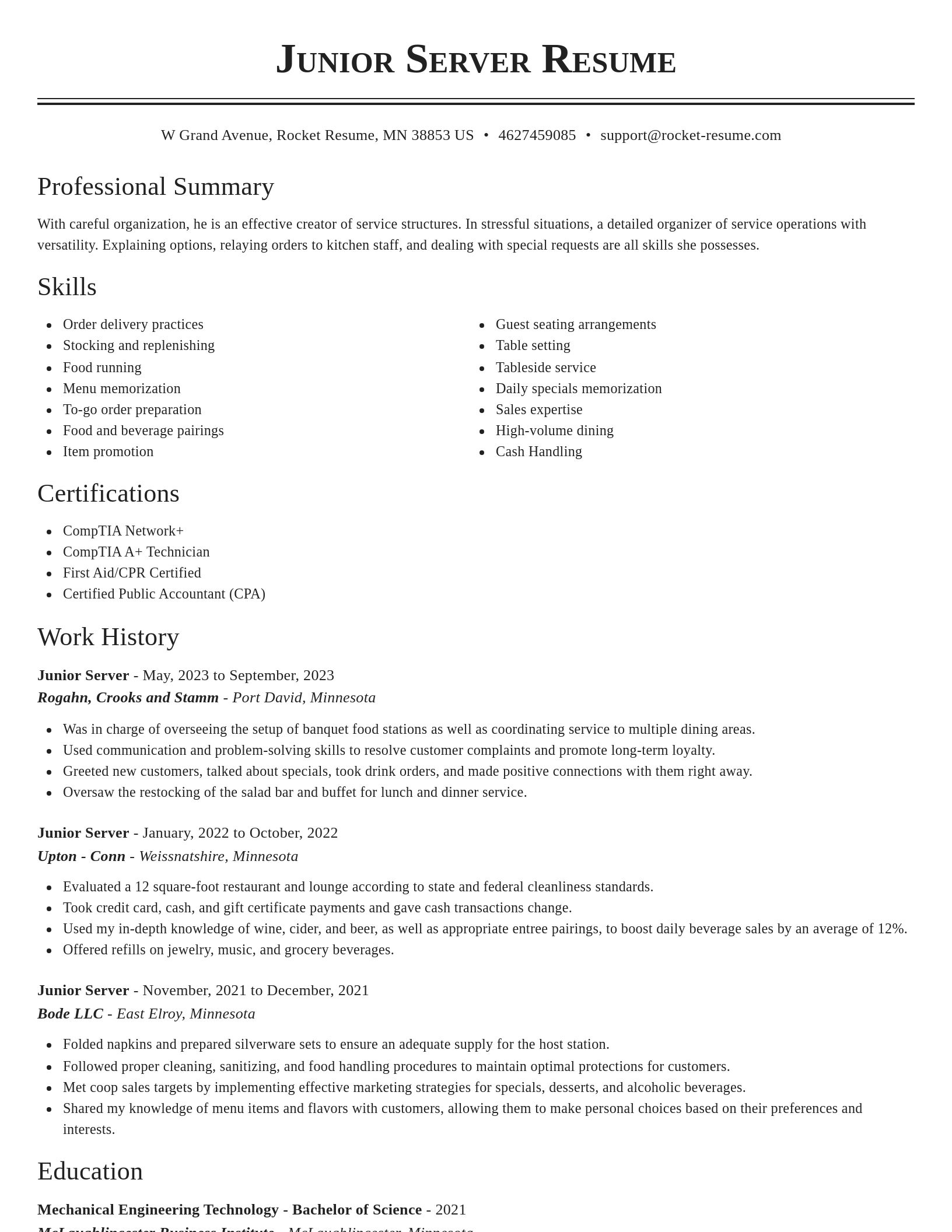 Classic resume template
