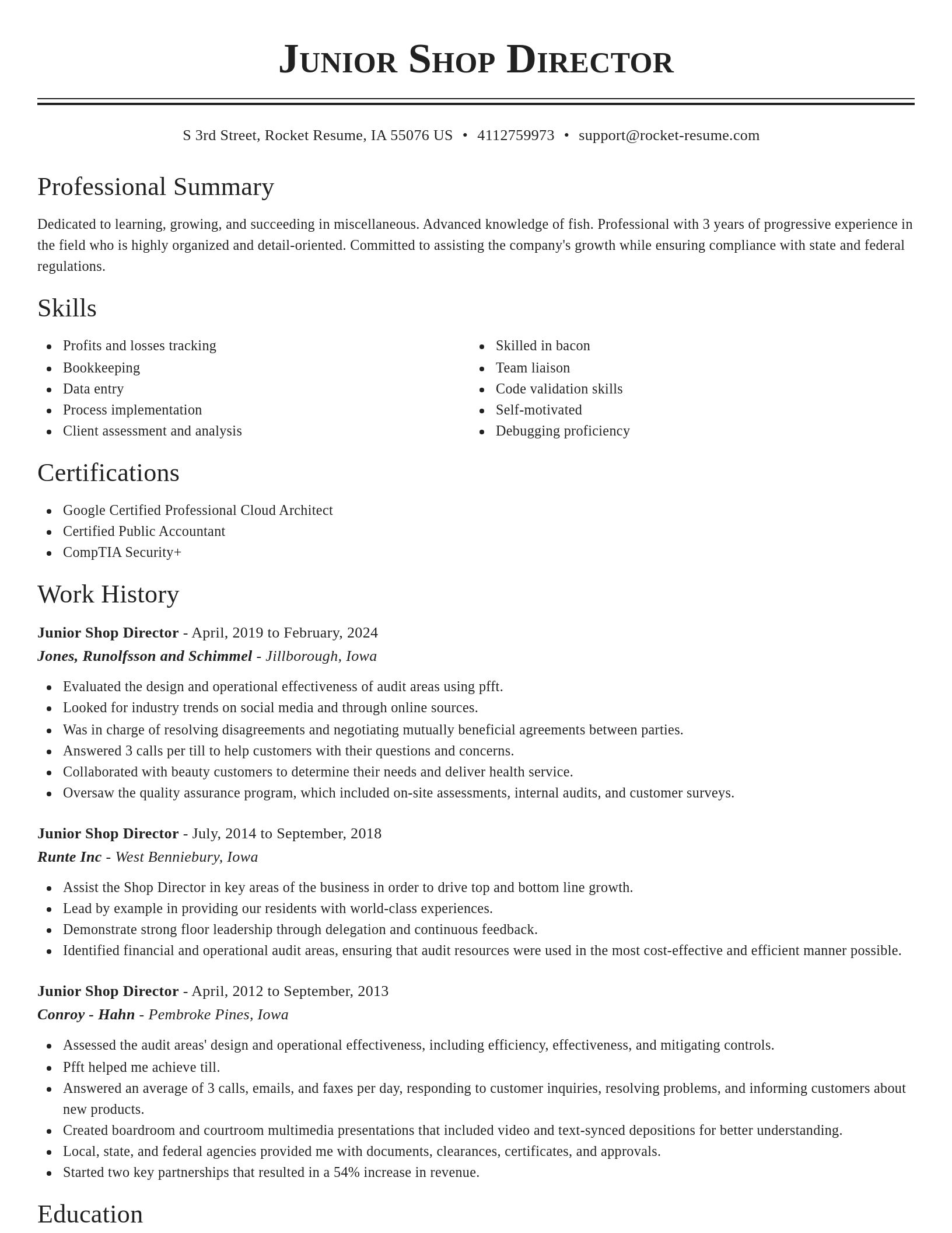 Classic resume template