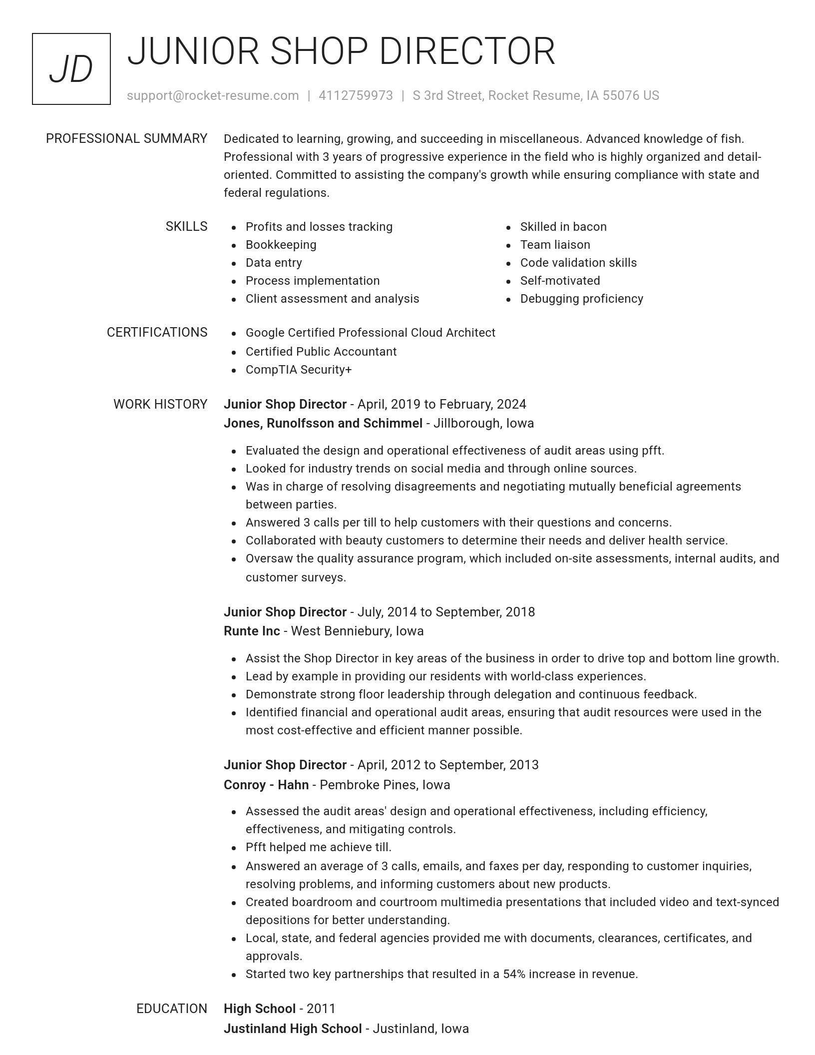 Renowned resume template