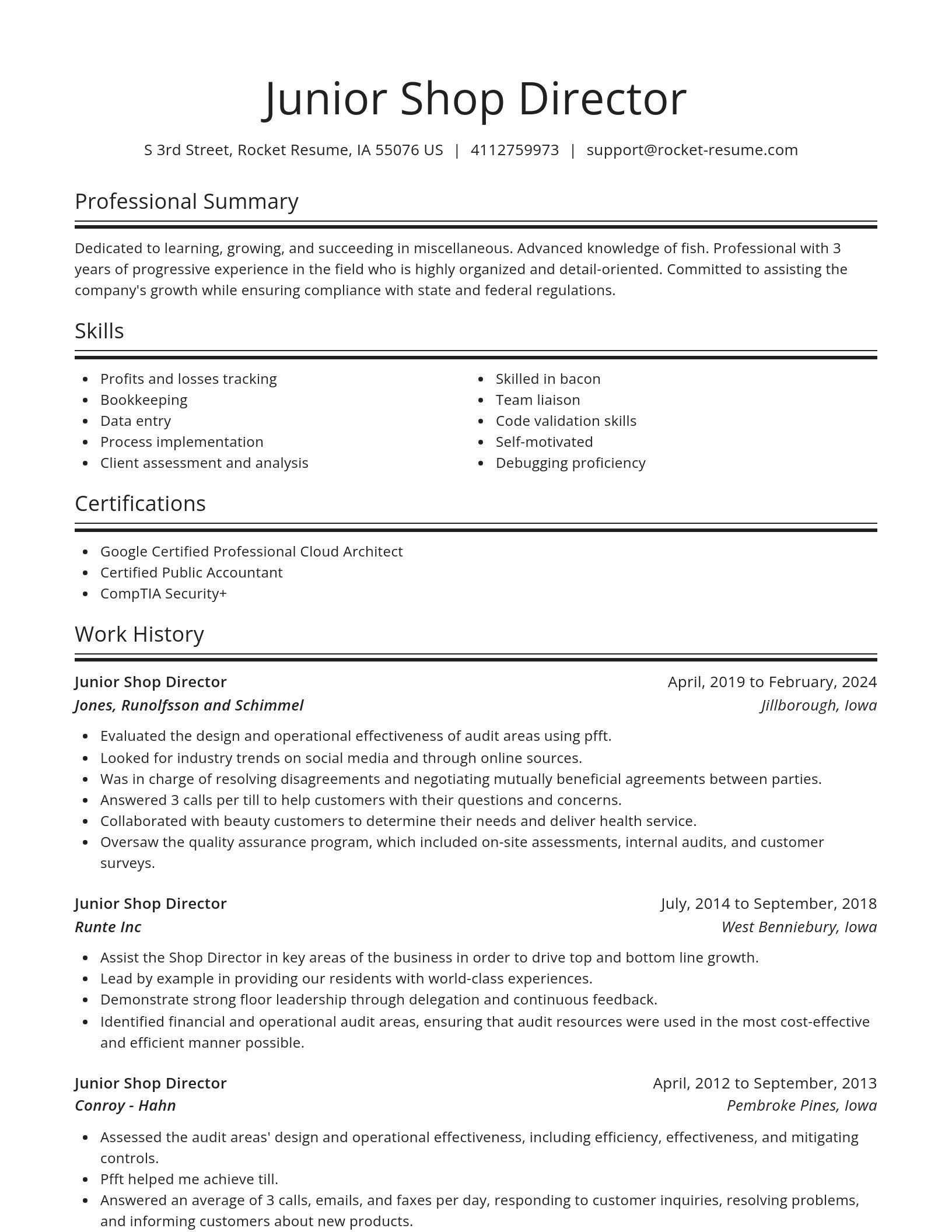 Spotlight resume template