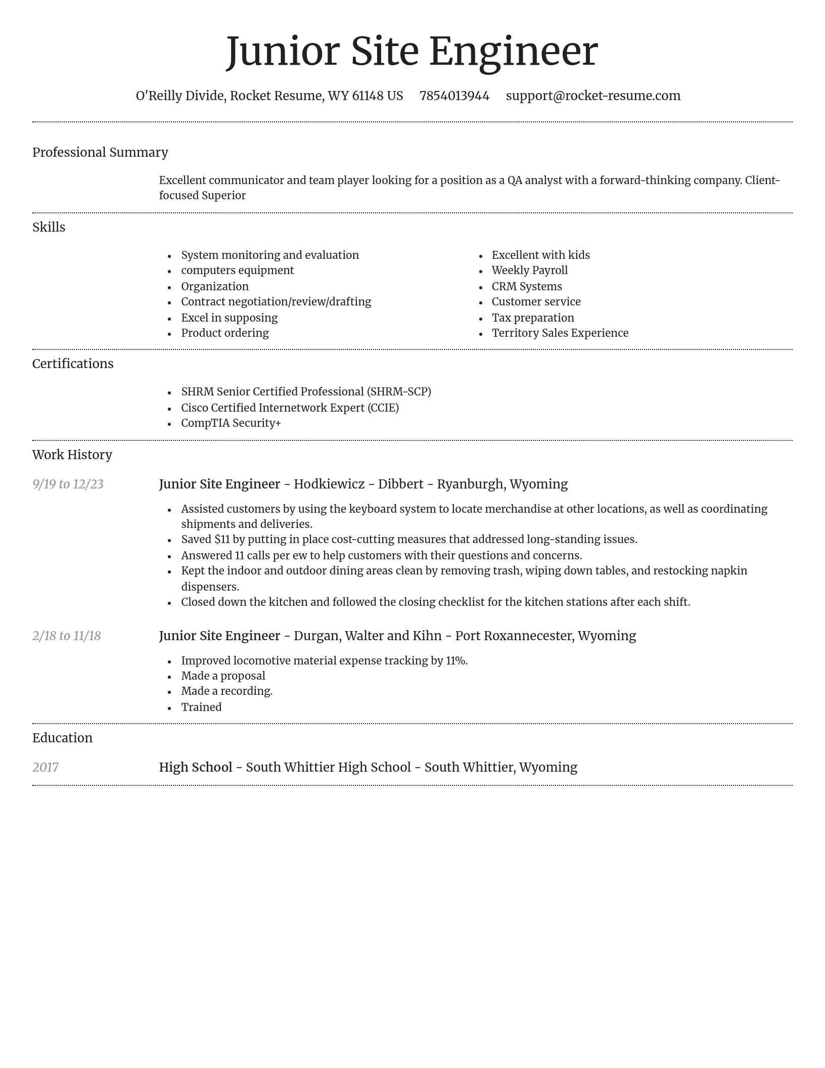 Dignified resume template